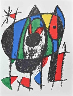 Lithograph V - From Mirò Lithographs III - Lithograph by J. Mirò - 1974