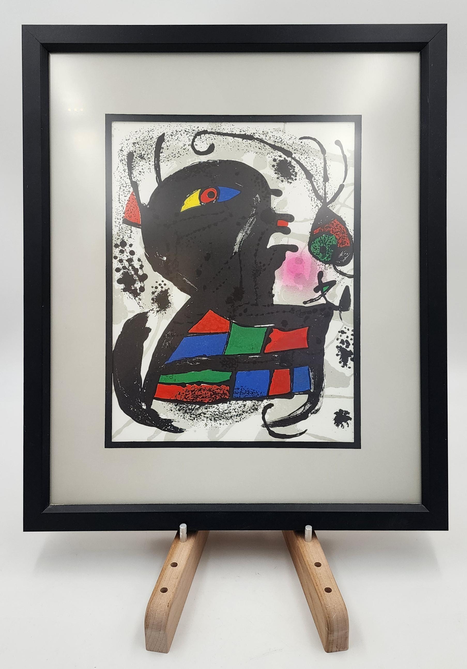 Lithographie Originale V (Abstract, Modern, Surrealism, FRAMED, ~20% OFF) - Gray Abstract Print by Joan Miró
