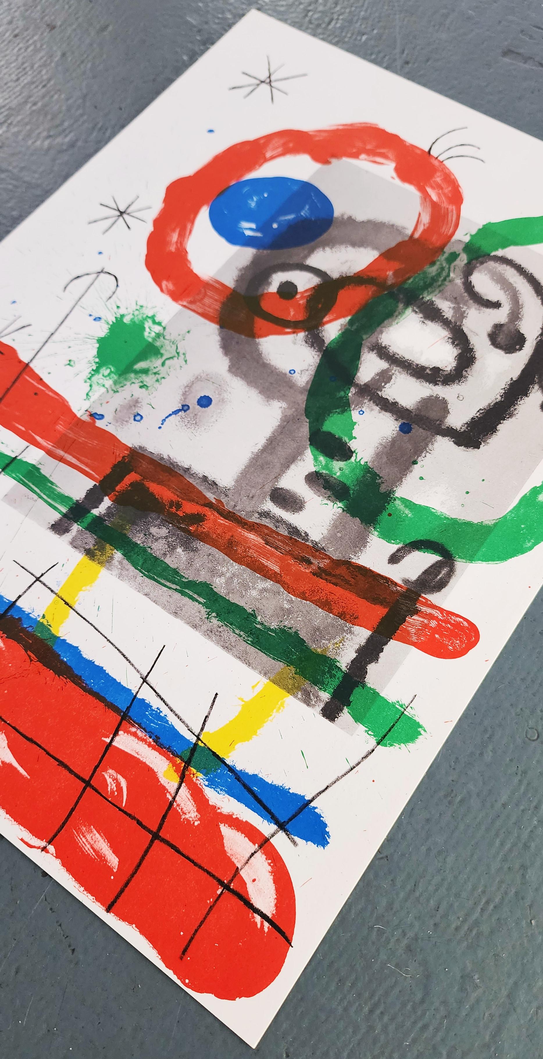 Joan Miro 
Lithographier Originale (Les Peintures Sur Carton De Miro)
Original Color Lithograph
Year: 1965
Size: 14.5x10.5in
Edition: 1,500 
Portfolio: DLM 151-152
Publisher: Maeght Editeur, Paris 1965
Catalogue Raisonné: Maeght Editeur,