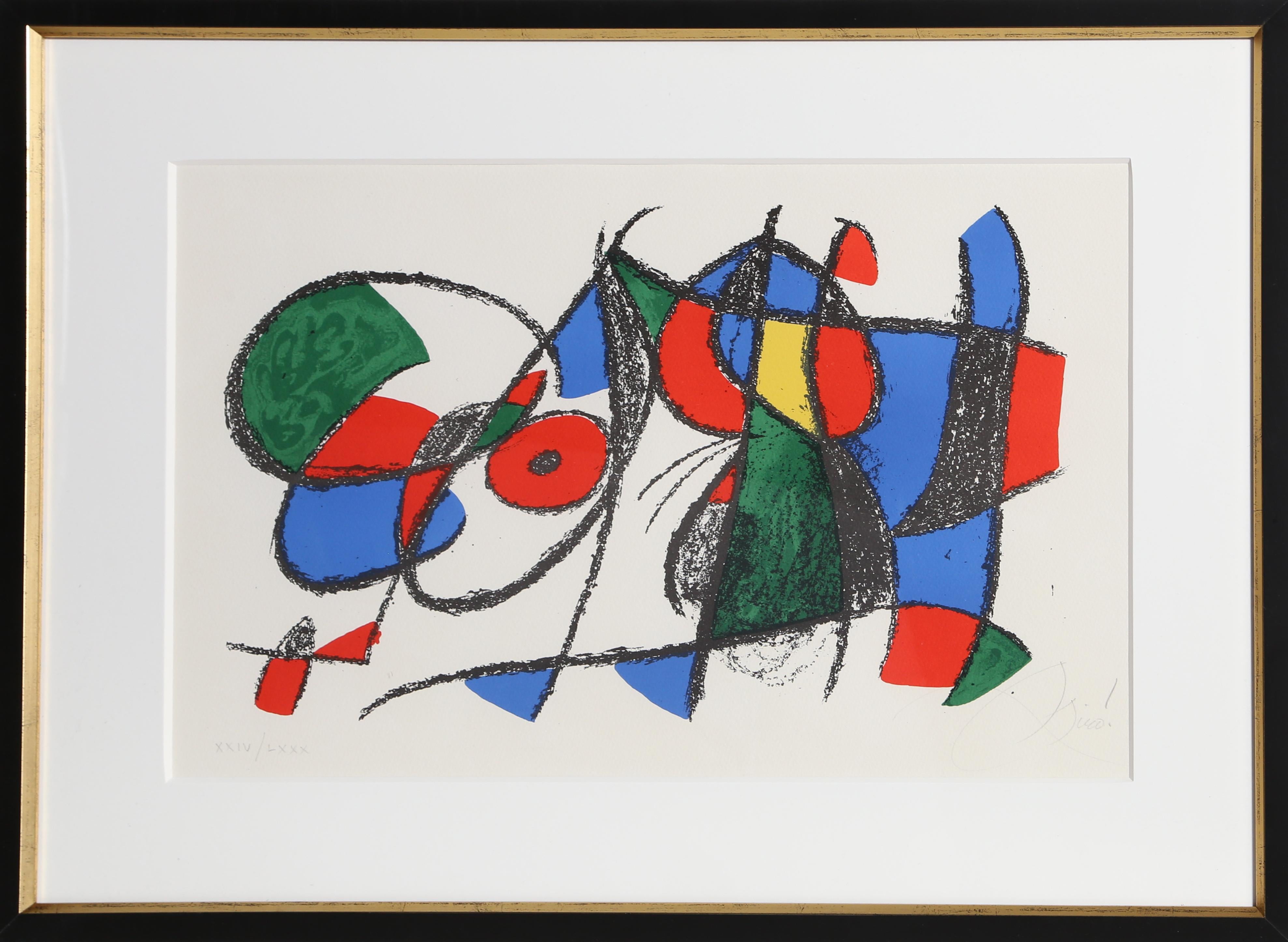 Artist:	Joan Miro, Spanish (1893 - 1983)
Title:	Lithographs II (M. 1044)
Year:	1975
Medium: Lithograph, signed and numbered in pencil
Edition: LXXX
Paper Size: 13.5  x 21 in. (34.29  x 52.07 cm)
Frame: 21.5 x 28.75 inches

Printer: Mourlot,