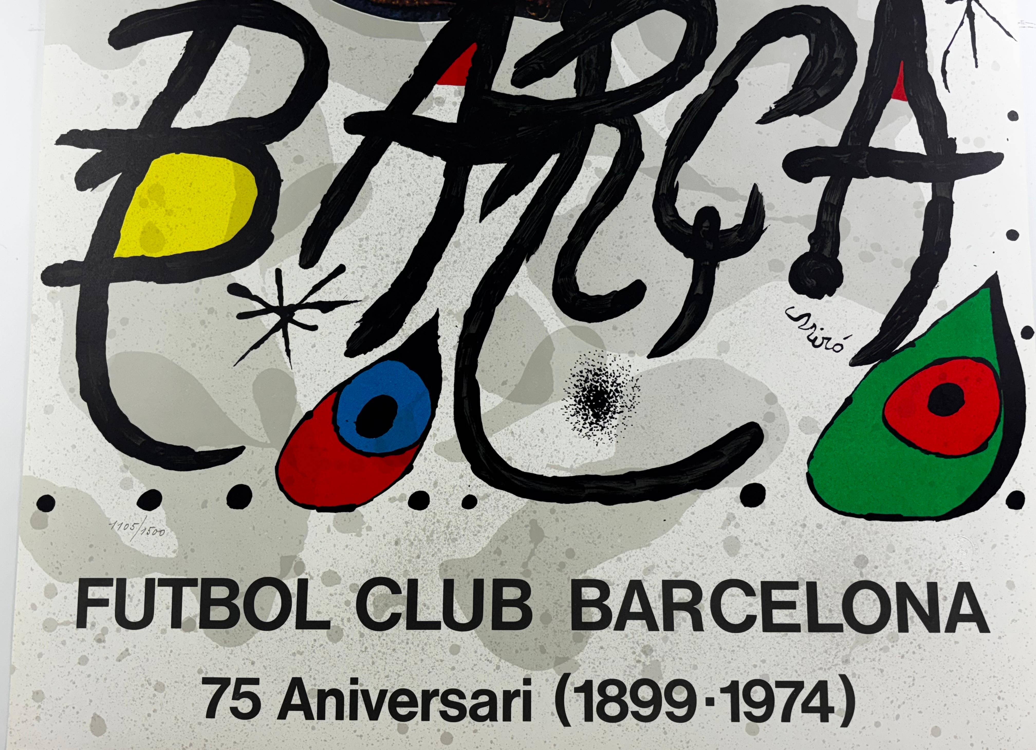 LITOGRAFIA FUTBOL CLUB BARCELONA 75 ANIVERSARIO (1899-1974) - Print Impresionista abstracto de Joan Miró