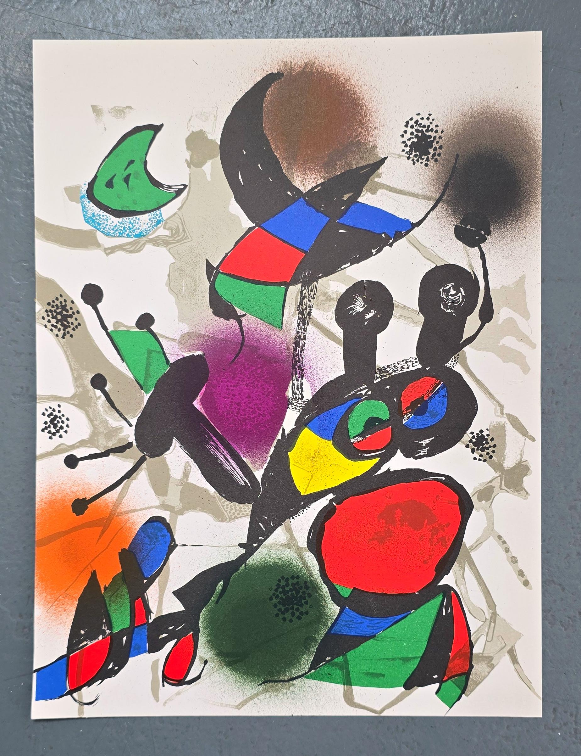 Joan Miró
Litografia Original II (Abstrakt, Modern, Surrealismus, Bunt, Ikonisch)
Farblithographie
Jahr: 1977
Größe: 13,25 x 10 Zoll (33,65 x 25,4 cm)
Katalog Raisonné: Mourlot 1114
Herausgeber: Ediciones Poligrafa, S.A., Barcelona, Spanien
Verso: