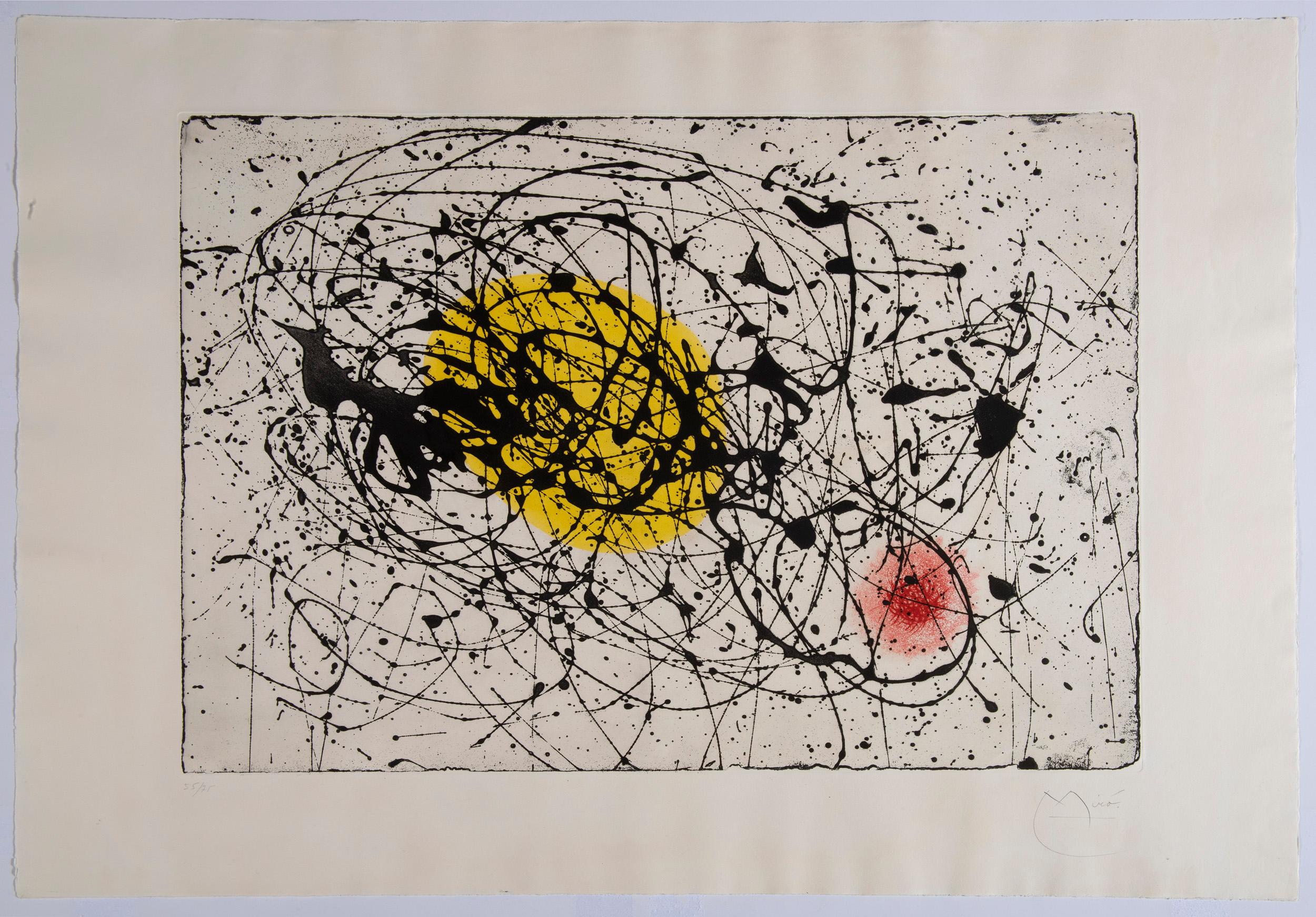 Joan Miró Abstract Print - L'Oiseau Lune Jaune (The Yellow Moon Bird)