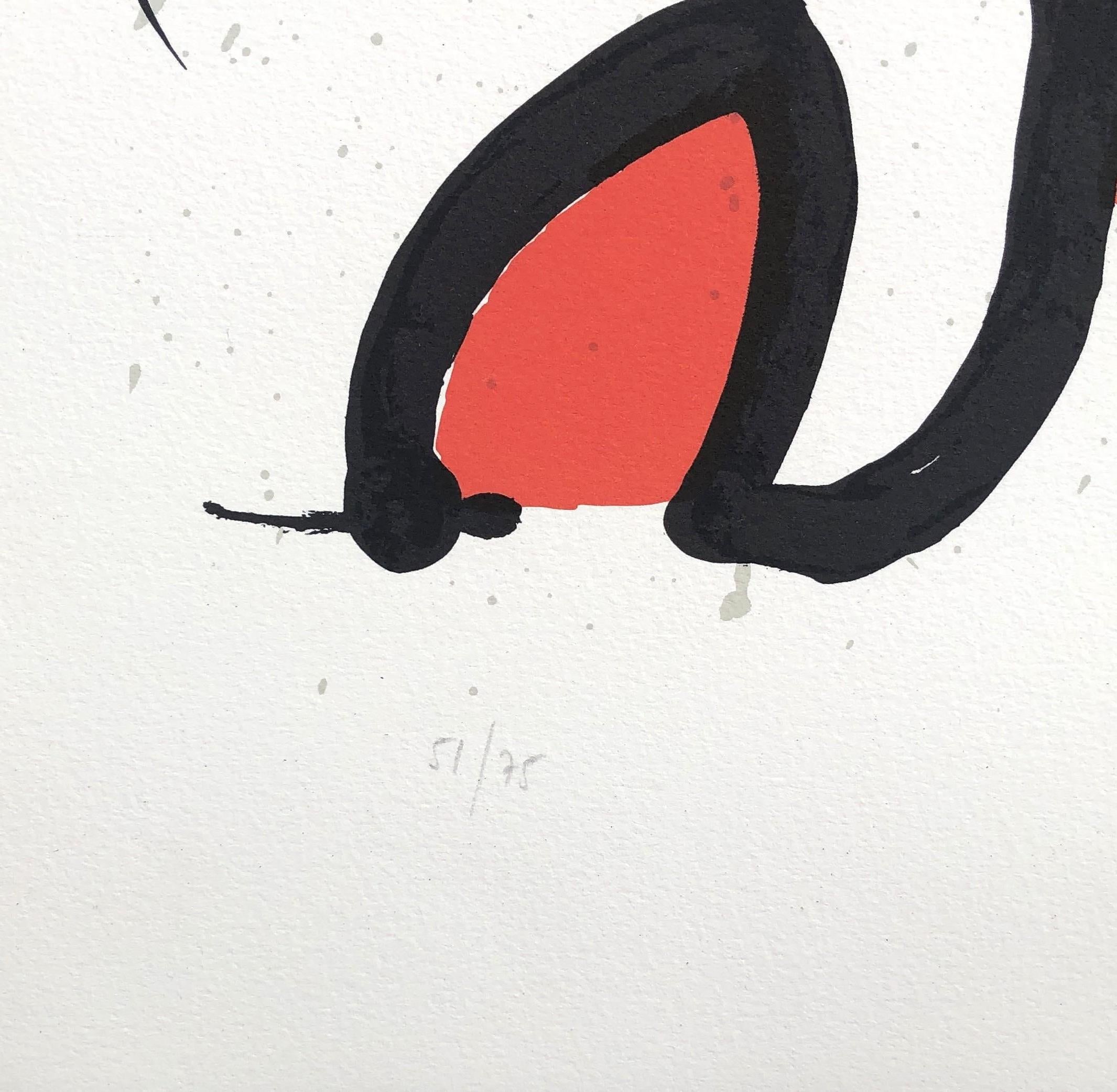 Louisiana - Original Lithograph Handsigned - Abstract Composition - Black Abstract Print by Joan Miró