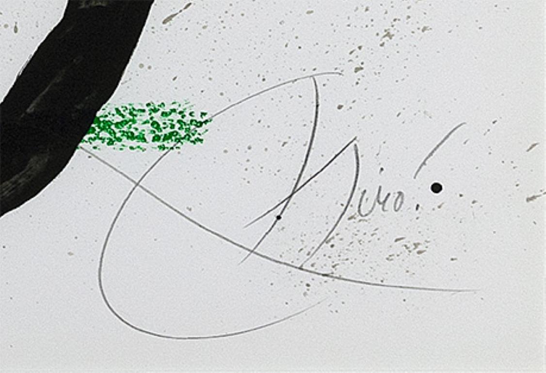 Joan Miró produced this original color lithograph especially for Rafael Alberti's text 'Maravillas con Variaciones Acrósticas en el Jardín de Miró' (Wonders with Acrostic Variations in Miró's Garden), being one of twenty-two lithographs in the