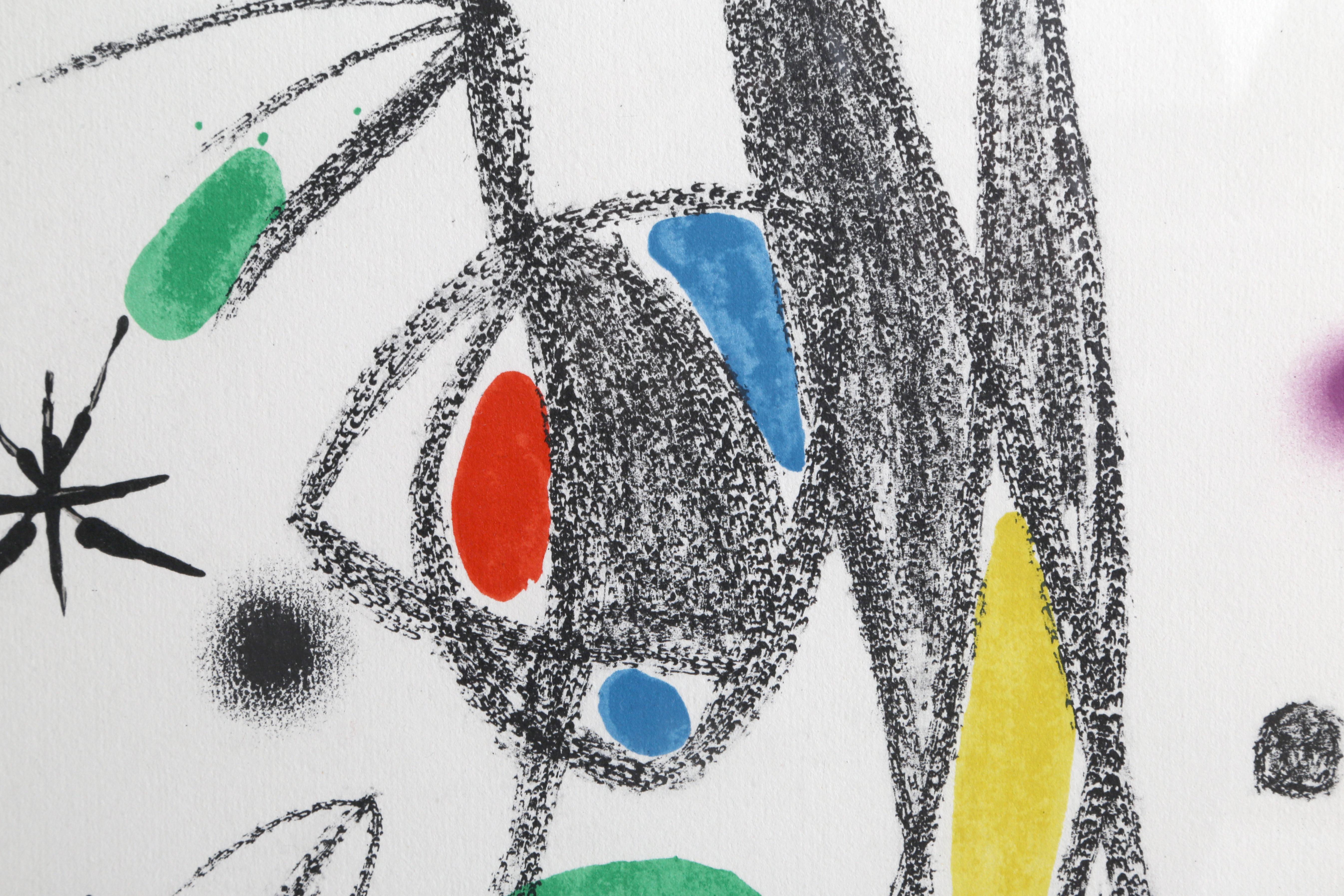 Künstler: Joan Miro, Spanier (1893 - 1983)
Titel: Maravillas con Variaciones Acrosticas en el jardin de Miro (Nummer 16)
Jahr: 1975
Medium: Lithographie, in der Platte signiert
Auflage: 1500
Größe: 19,5 Zoll x 14 Zoll (49,53 cm x 35,56