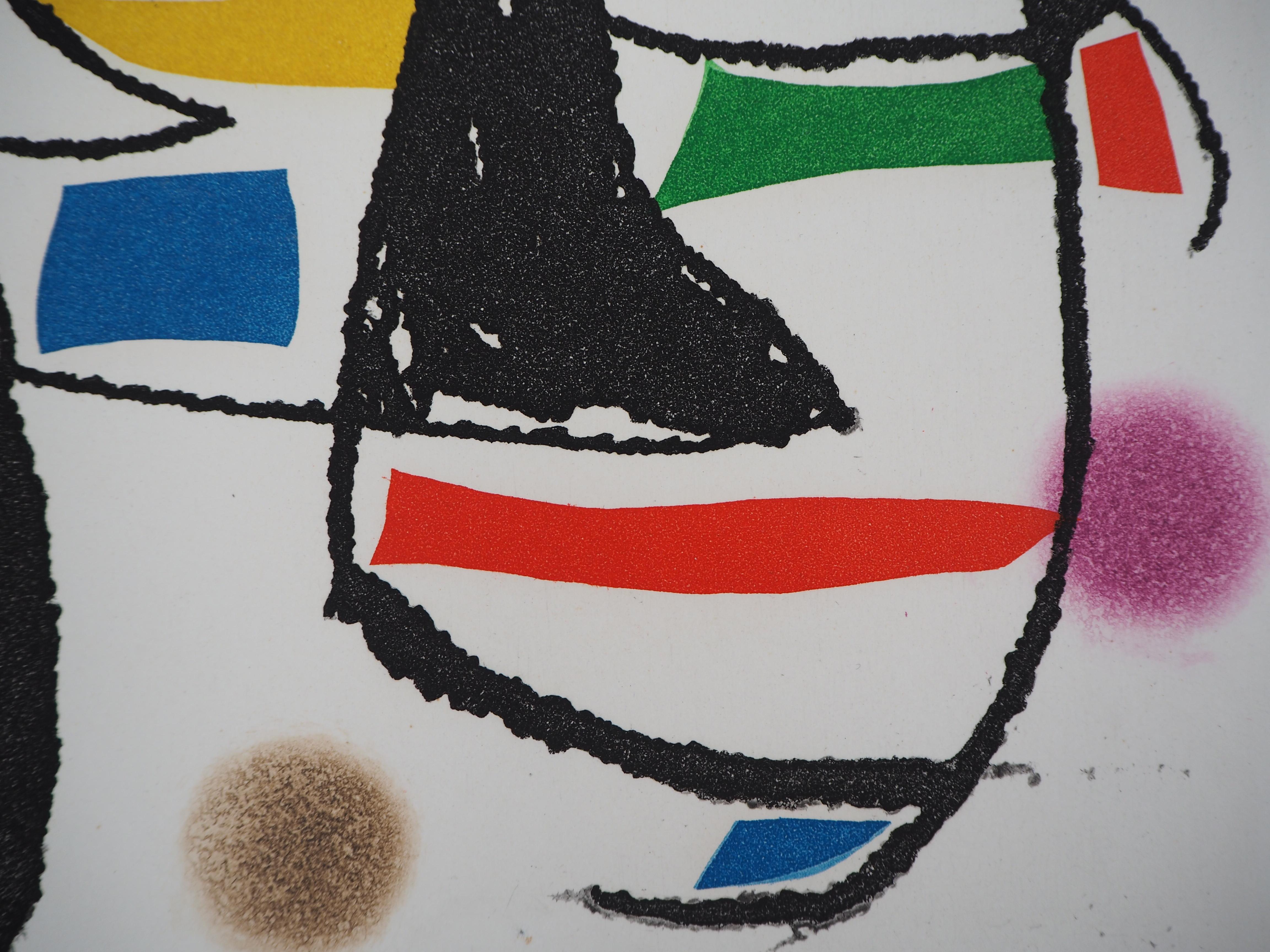 Marteau Sans Maitre VI - Original etching, 1976 - Gray Abstract Print by Joan Miró