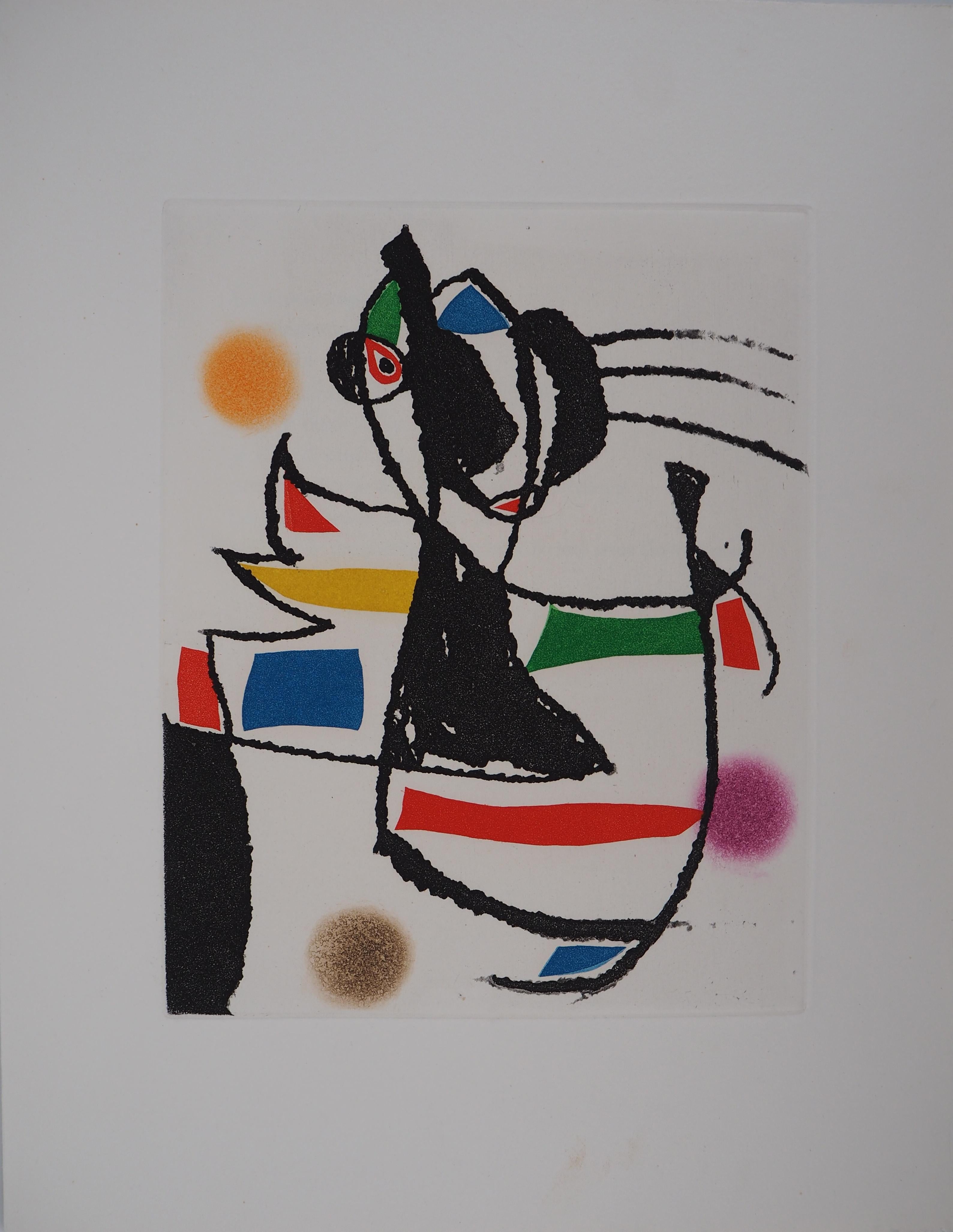 Joan Miró Abstract Print - Marteau Sans Maitre VI - Original etching, 1976