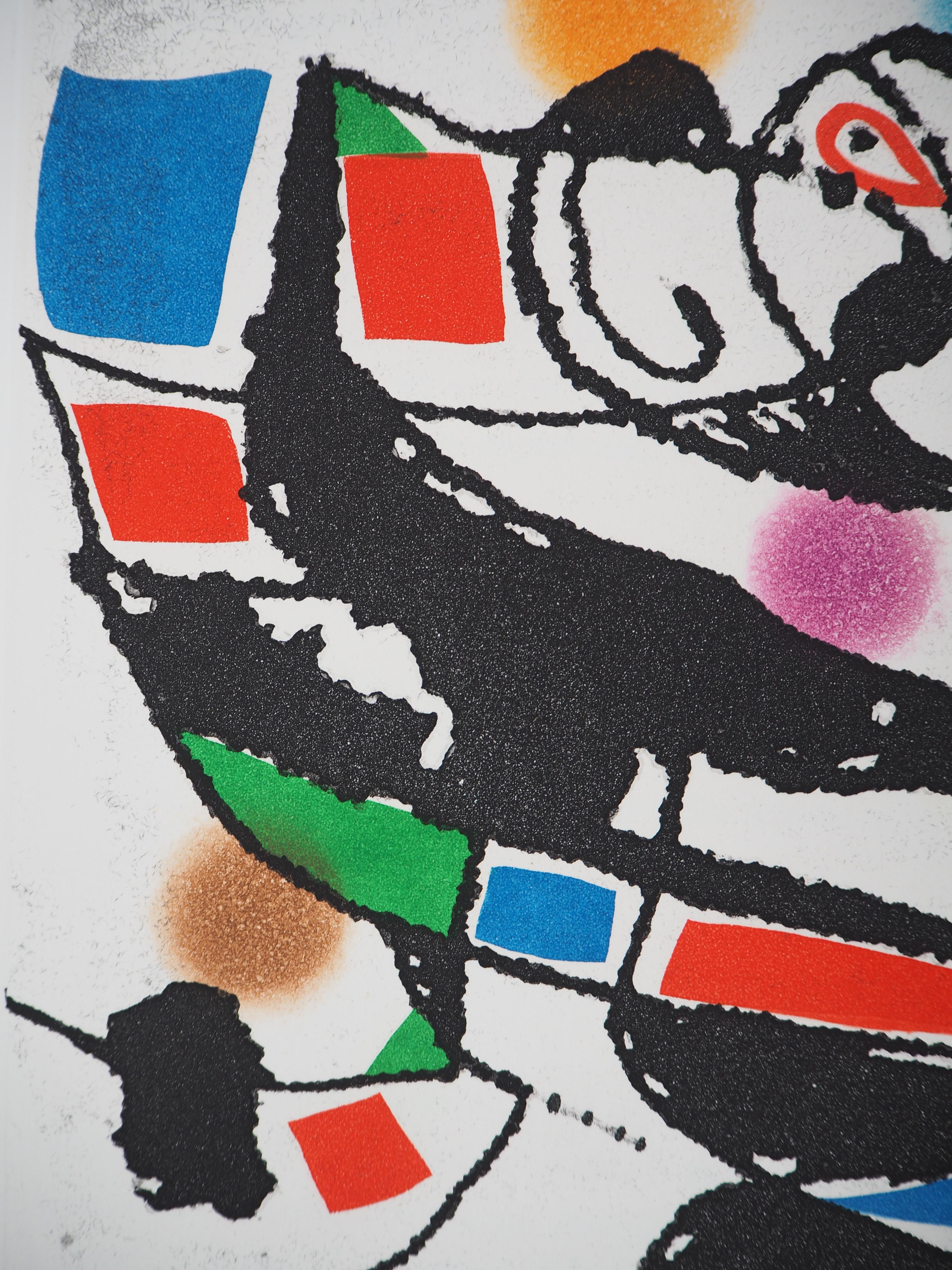 Marteau Sans Maitre XIV - Original etching, 1976 - Gray Abstract Print by Joan Miró