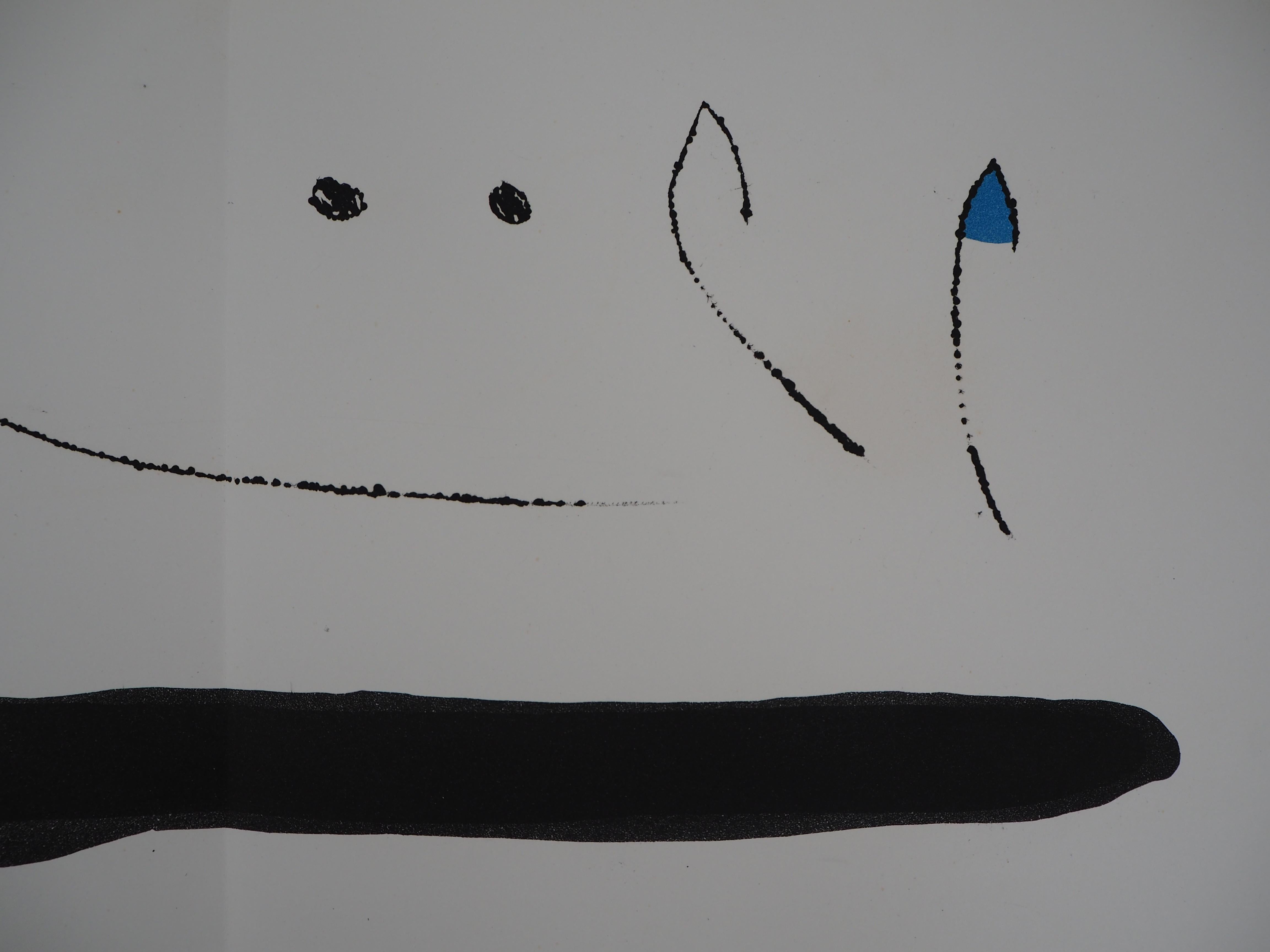 Marteau Sans Maitre XIX - Original etching, 1976 - Gray Abstract Print by Joan Miró