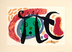 Mid Century Joan Miro Abstracted Figurative Lithograph -- Fille au Visage Vert