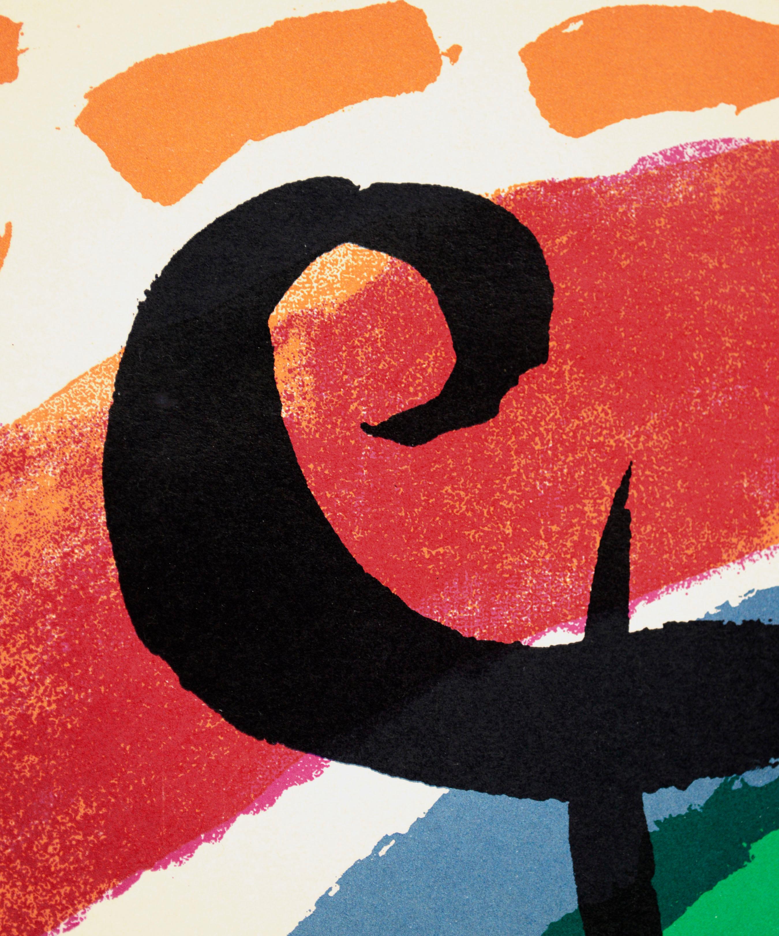 Mid Century Joan Miro Abstracted Figurative Lithograph -- Fille au Visage Vert - White Figurative Print by Joan Miró