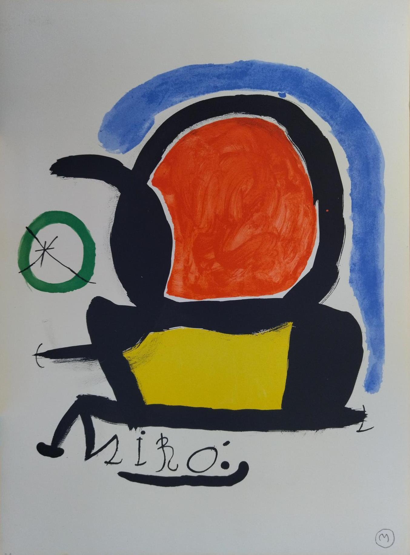 Joan Miró Abstract Print - Miro 185. vertical. black. red. yellow.  TAPIZ DE TARRAGONA