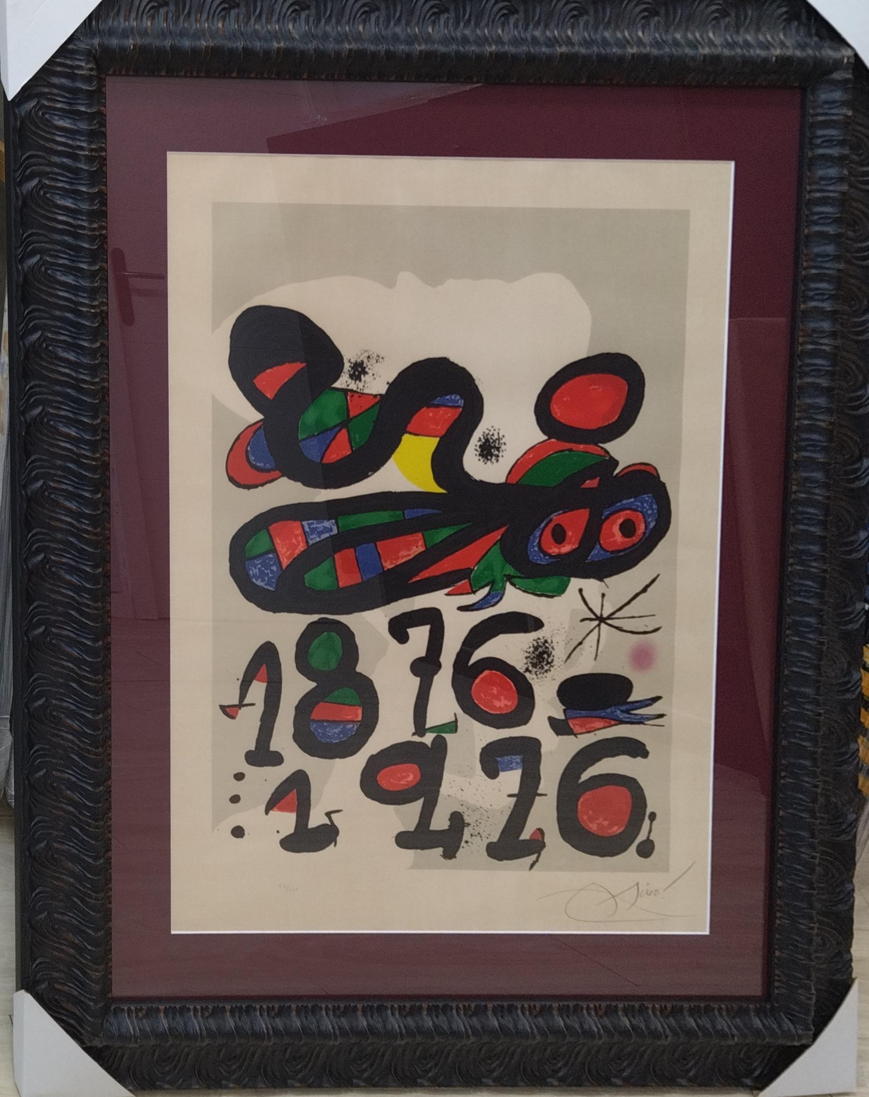 Miro  Números  Cartas  Rojo  Negro  Vertical CENTRO EXCURSIONISTA. LITOGRAFÍA - Print de Joan Miró