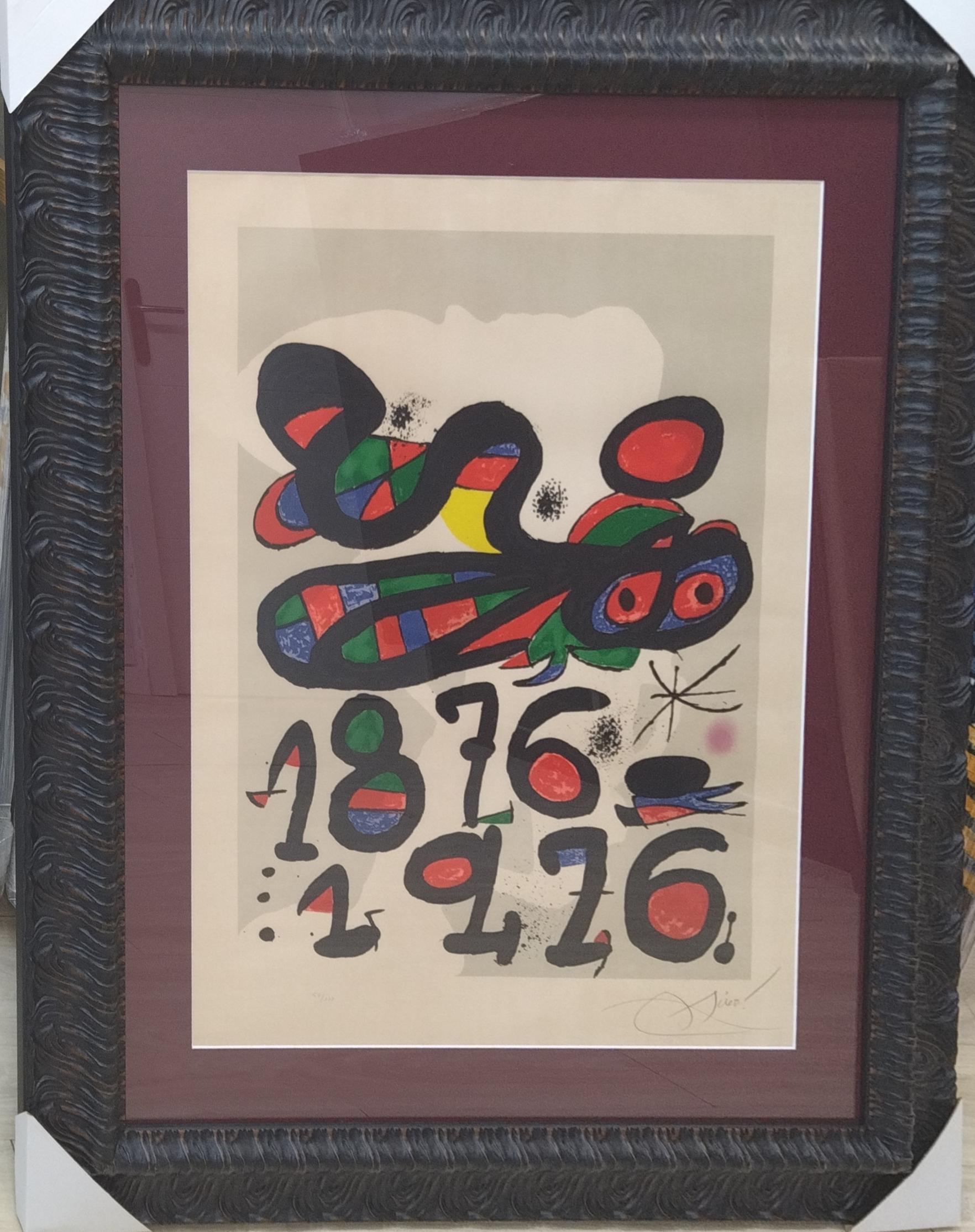 Abstract Print de Joan Miró - Miro  Números  Cartas  Rojo  Negro  Vertical CENTRO EXCURSIONISTA. LITOGRAFÍA