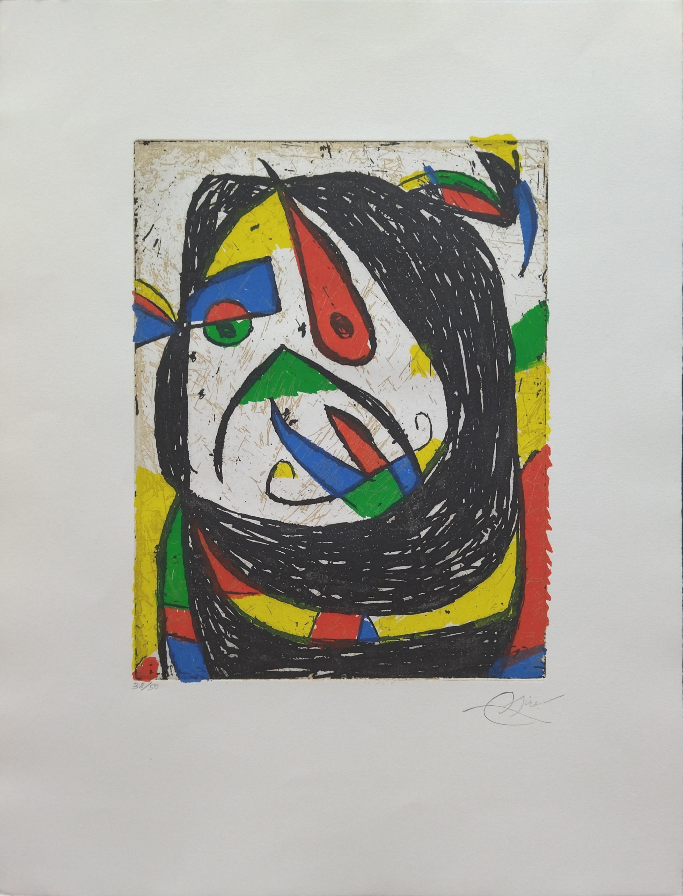 Miro   Barb IV  Grabado vertical - Abstract Print Gris de Joan Miró