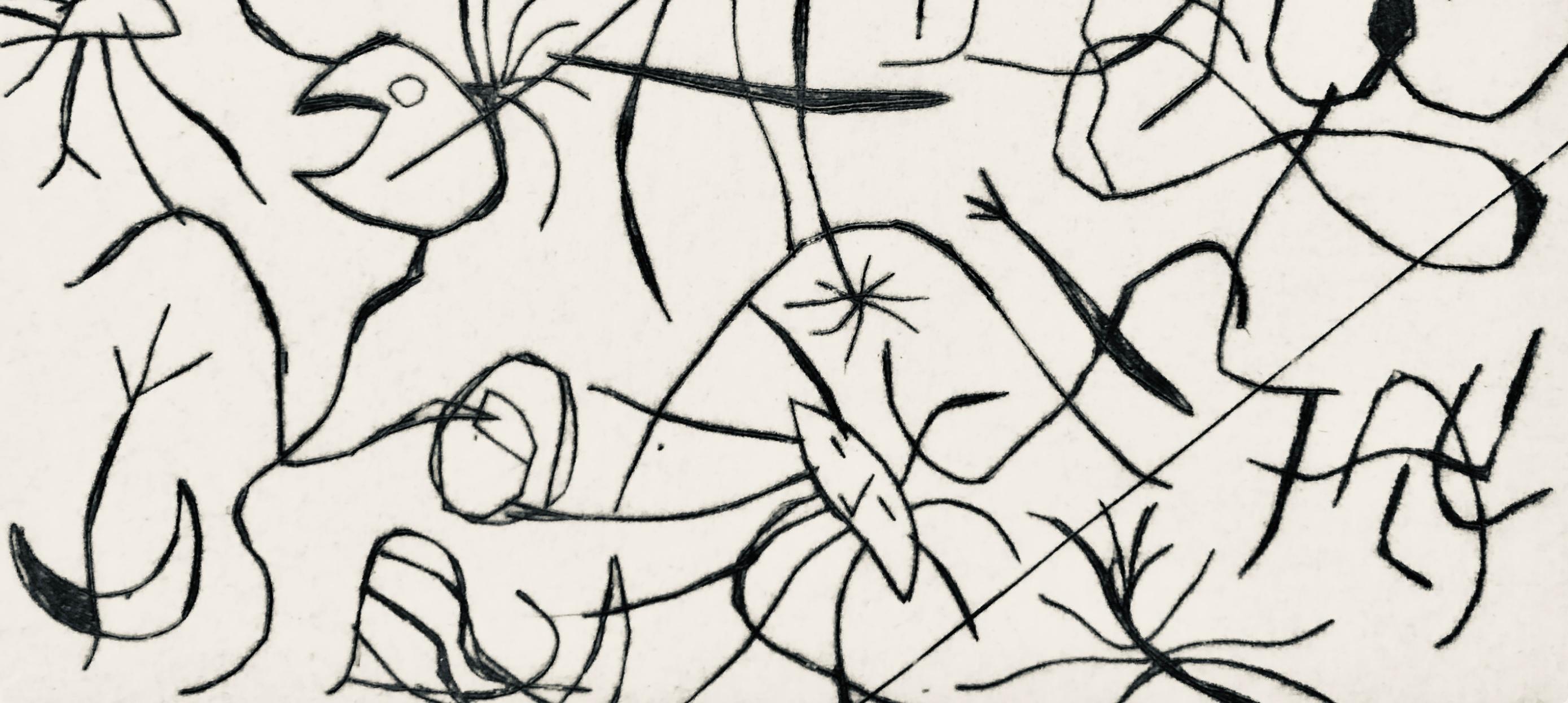 Miró, Astres et Danseurs (Cramer 36), Derrière le miroir (d'après) - Beige Abstract Print par Joan Miró