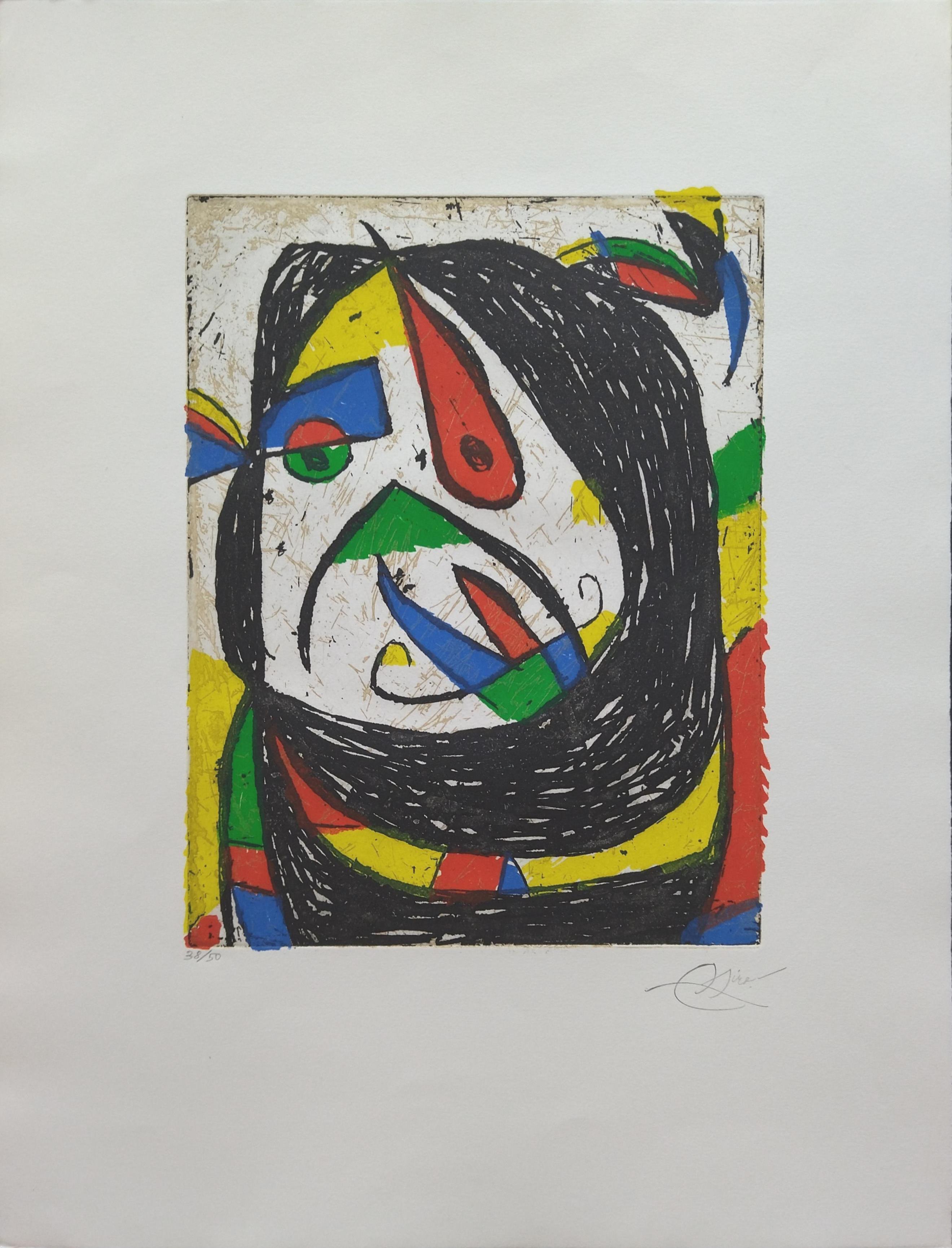 Miro   Barb IV  Vertikal. Gravur (Abstrakt), Print, von Joan Miró