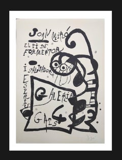 Miro. Noir. vertical. « El pi de Formentor », 1976, lithographie originale