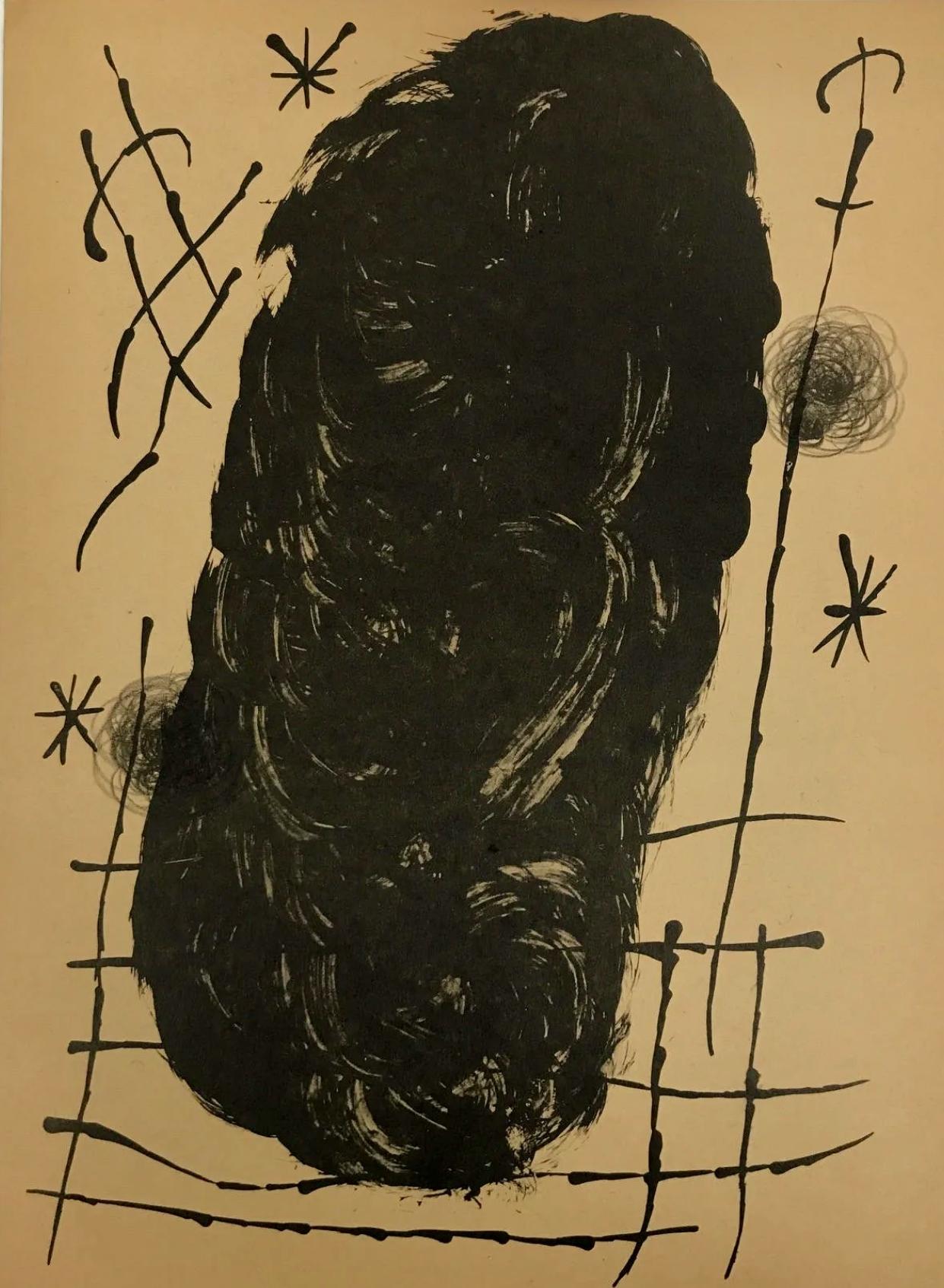 Joan Miró Abstract Print - Miró, Composition, Derrière le miroir (after)