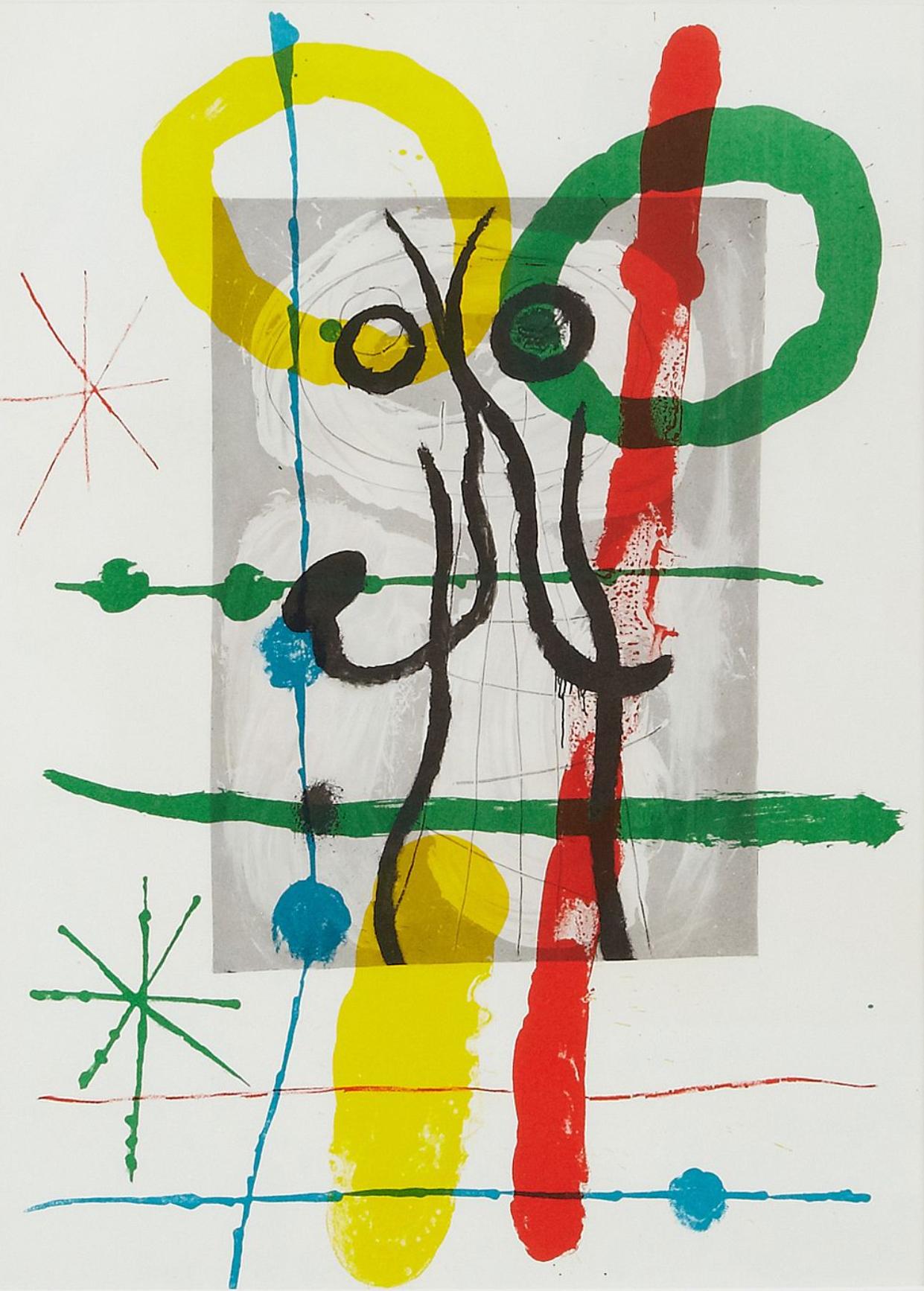 Joan Miró Figurative Print - Miro, Composition, 1965 (Mourlot 434) (after)