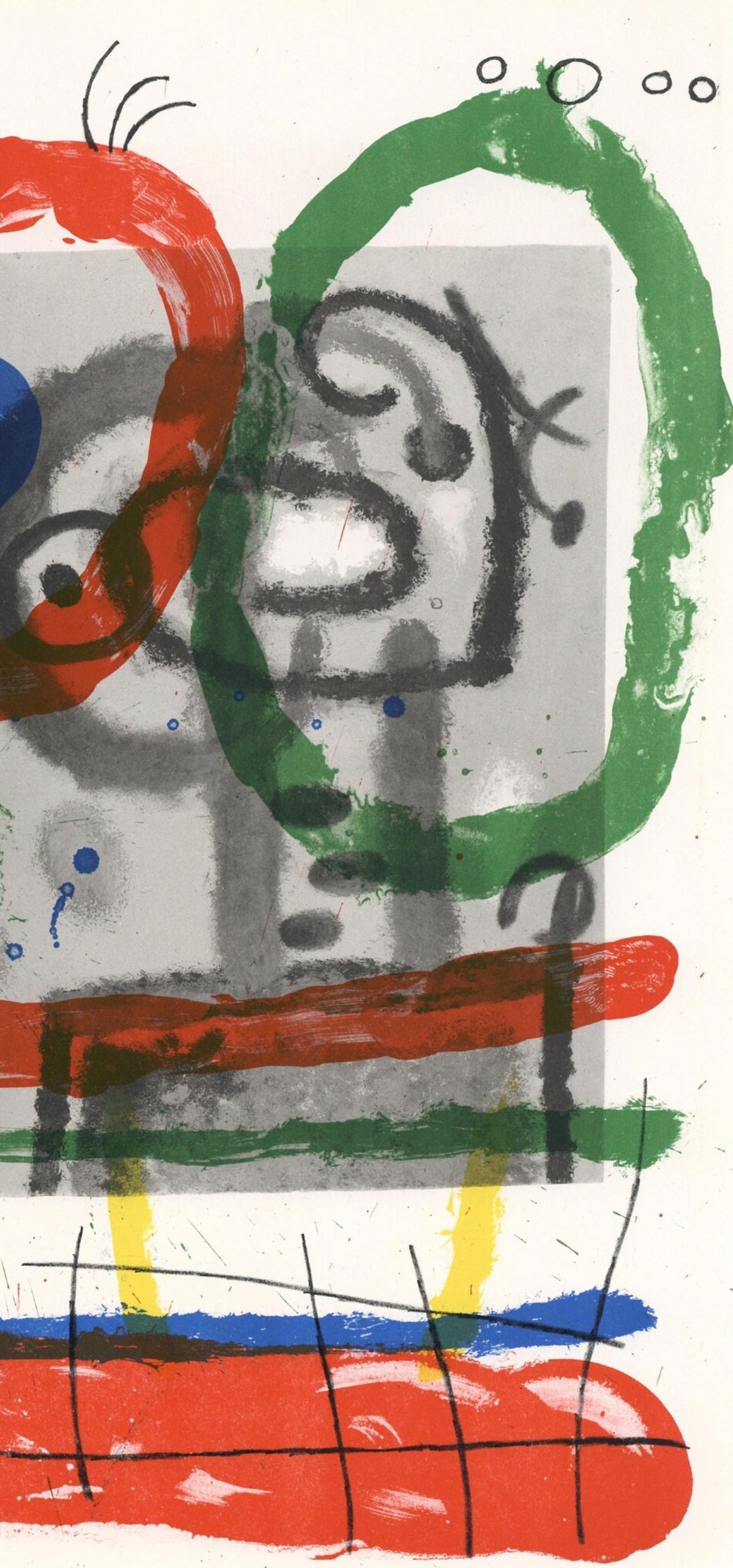 Miró, Composition (Cramer 102; Mourlot 428-449), Derrière le miroir (after) - Gray Figurative Print by Joan Miró