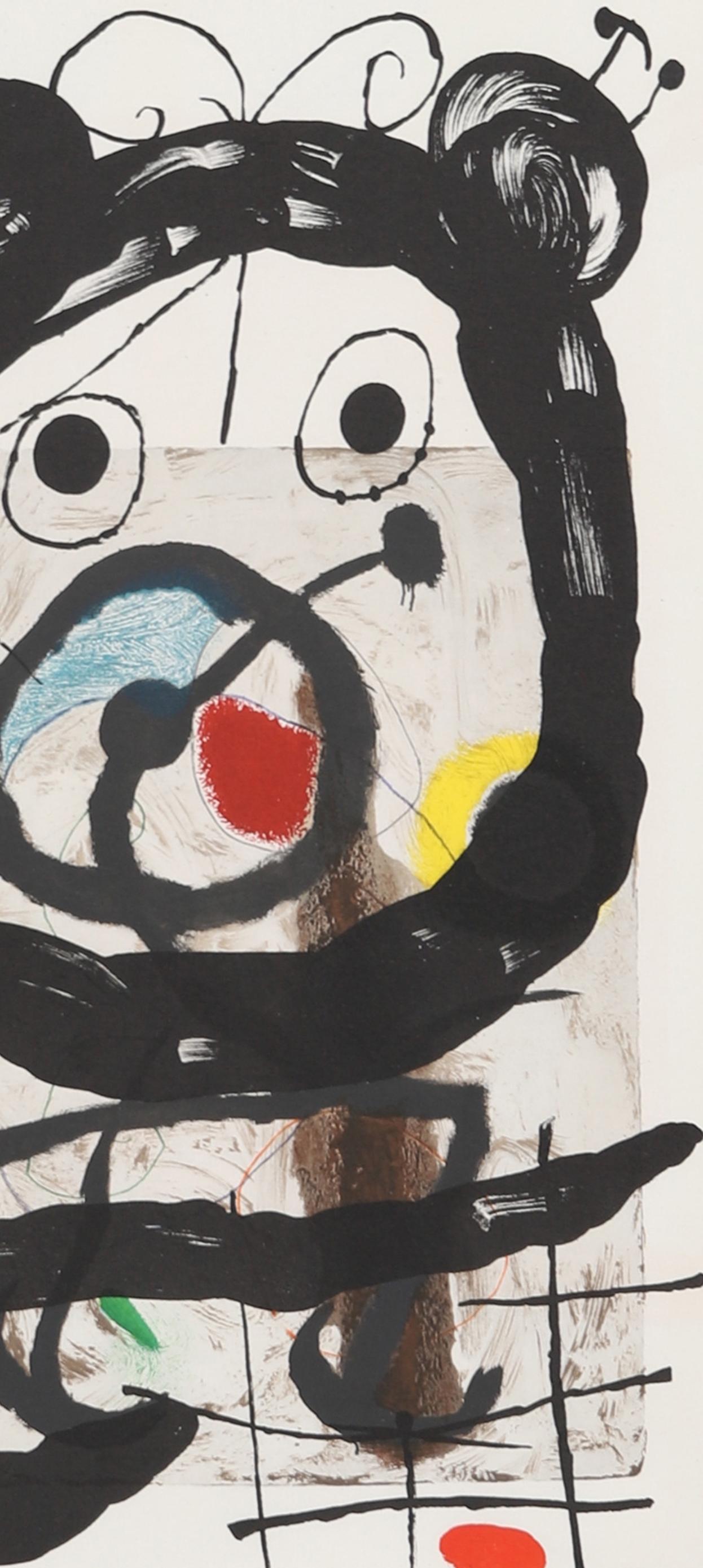Miró, Composition (Cramer 102; Mourlot 428-449), Derrière le miroir (after) - Gray Abstract Print by Joan Miró