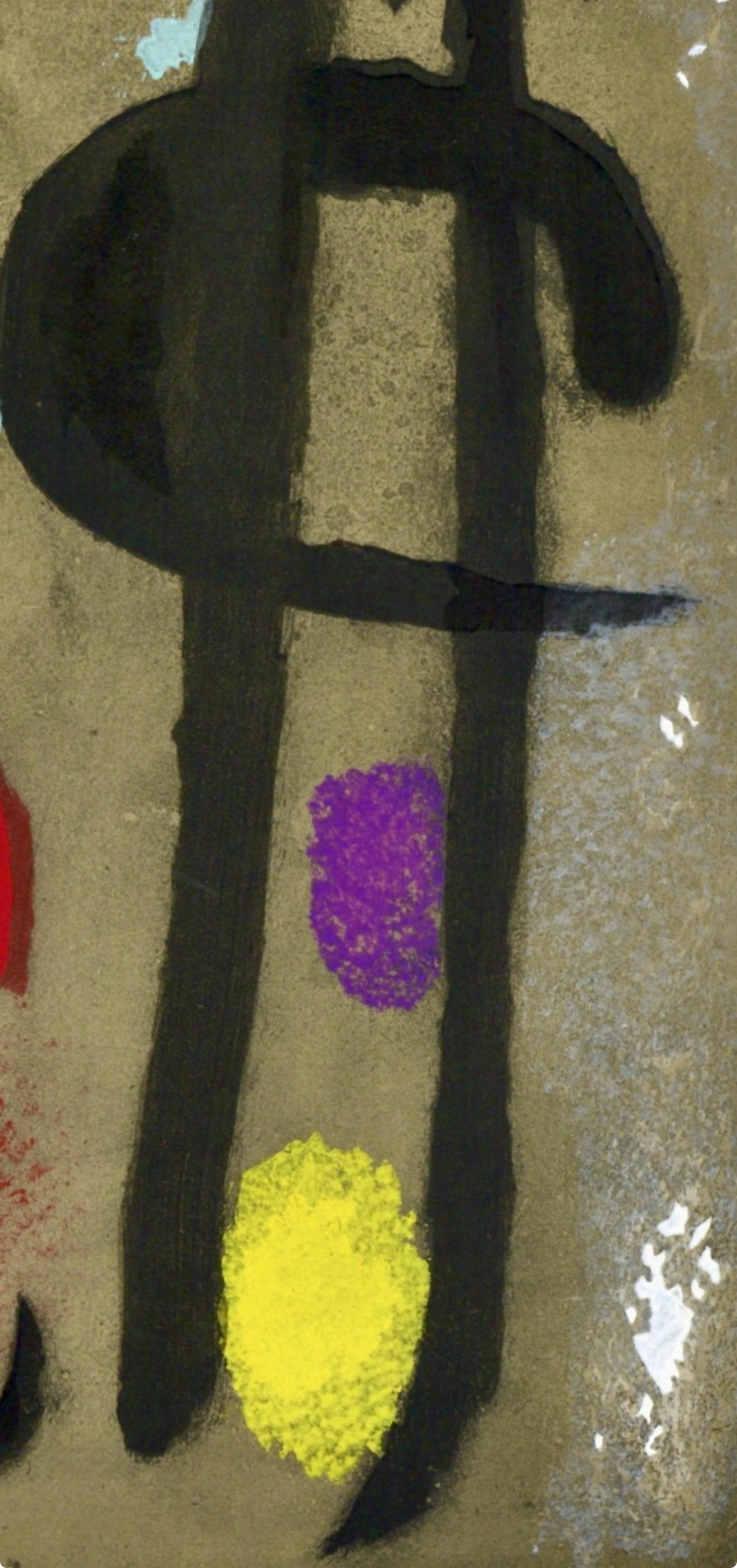 Miró, Composition (Cramer 103 ; Mourlot 382-383), Miró Cartones 1956-1965 (après) - Marron Abstract Print par Joan Miró