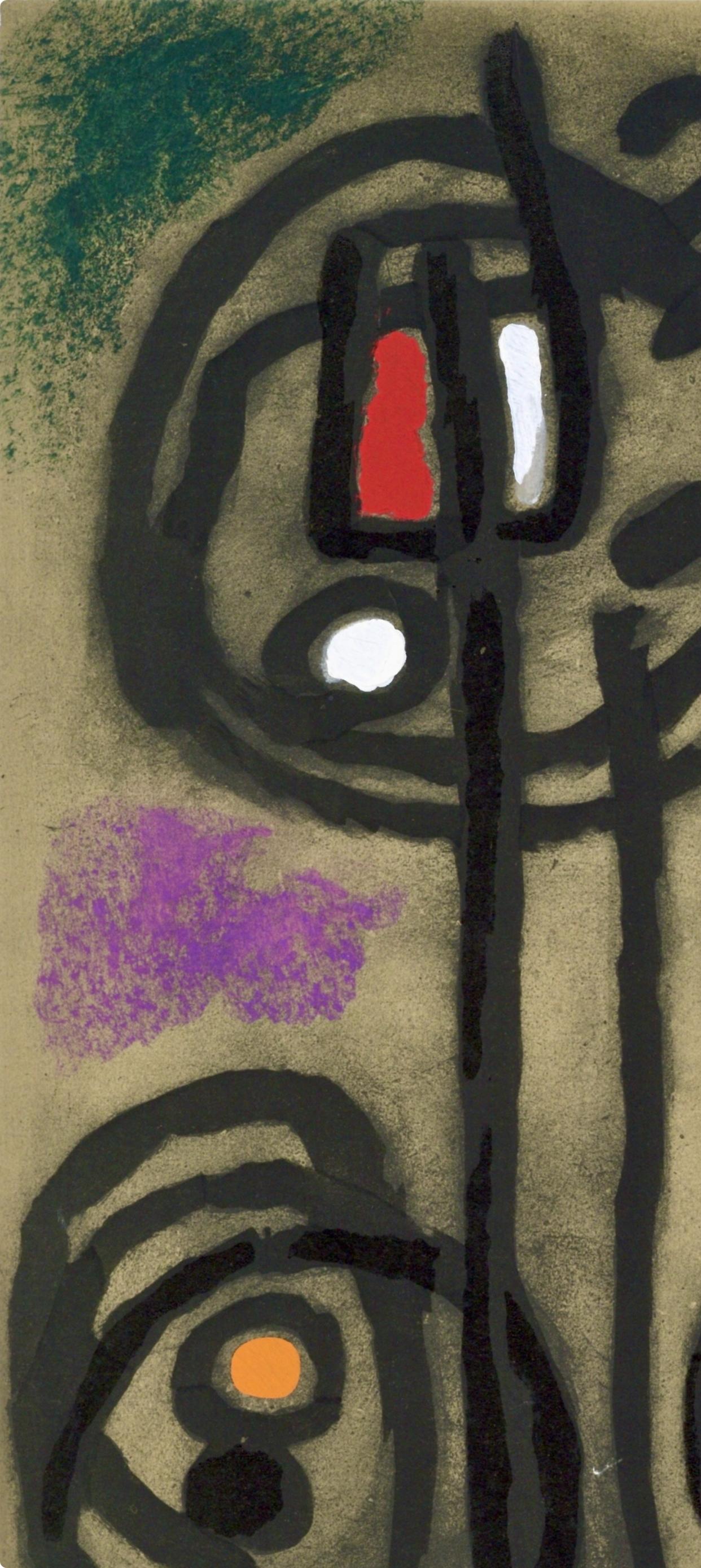 Miró, Composición (Cramer 103; Mourlot 382-383), Miró Cartones 1956-1965 (después) - Abstract Print Gris de Joan Miró