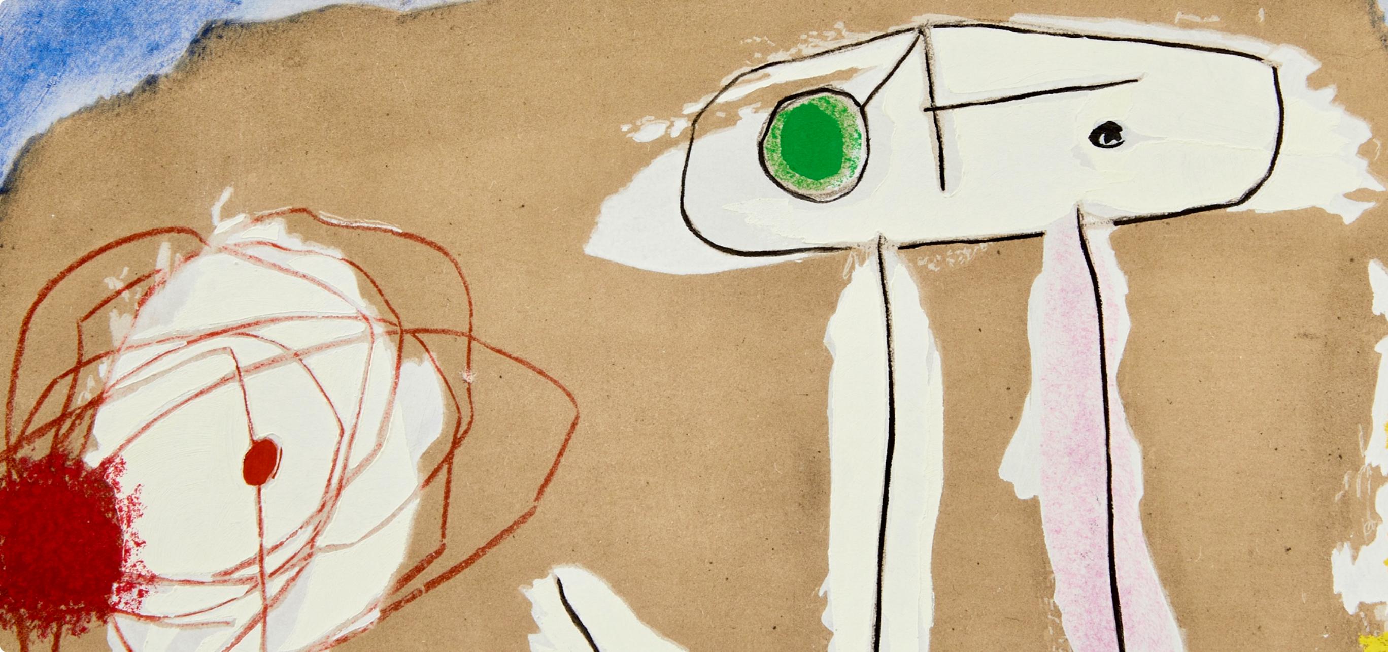 Miró, Composition (Cramer 103; Mourlot 382-383), Miró Cartones 1956-1965 (after) - Beige Abstract Print by Joan Miró