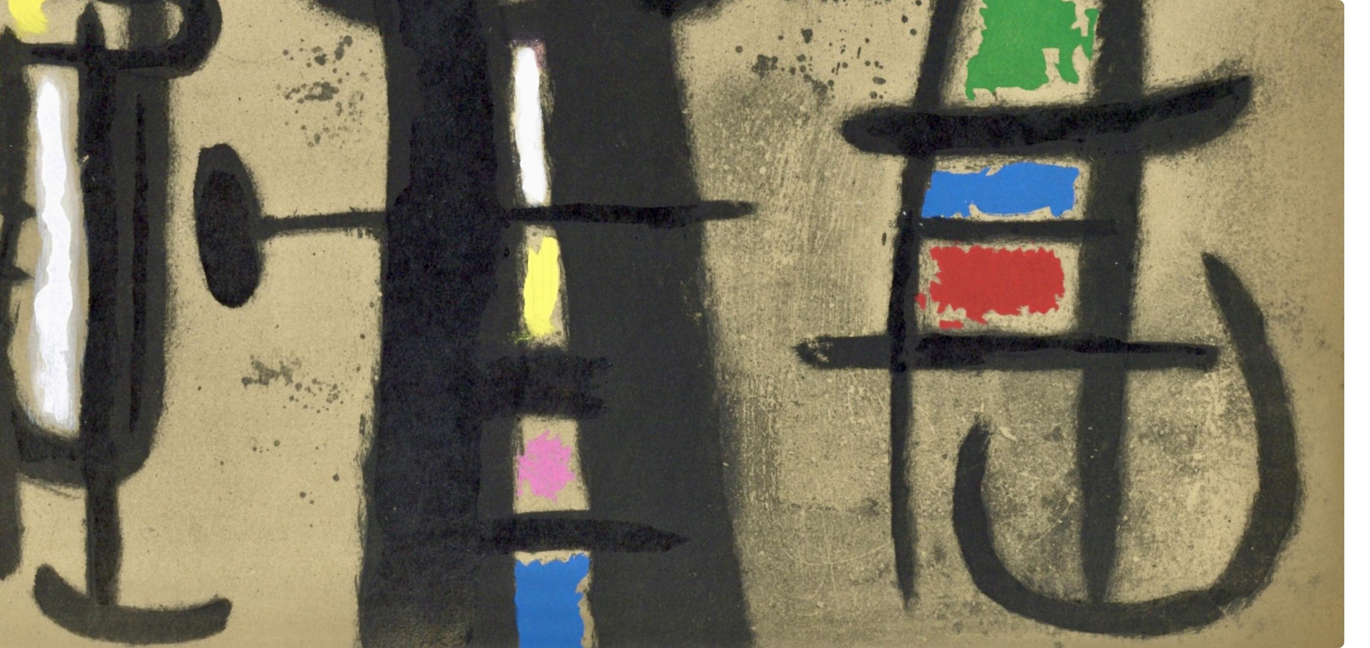 Miró, Composición (Cramer 103; Mourlot 382-383), Miró Cartones 1956-1965 (después) - Figurative Print Marrón de Joan Miró
