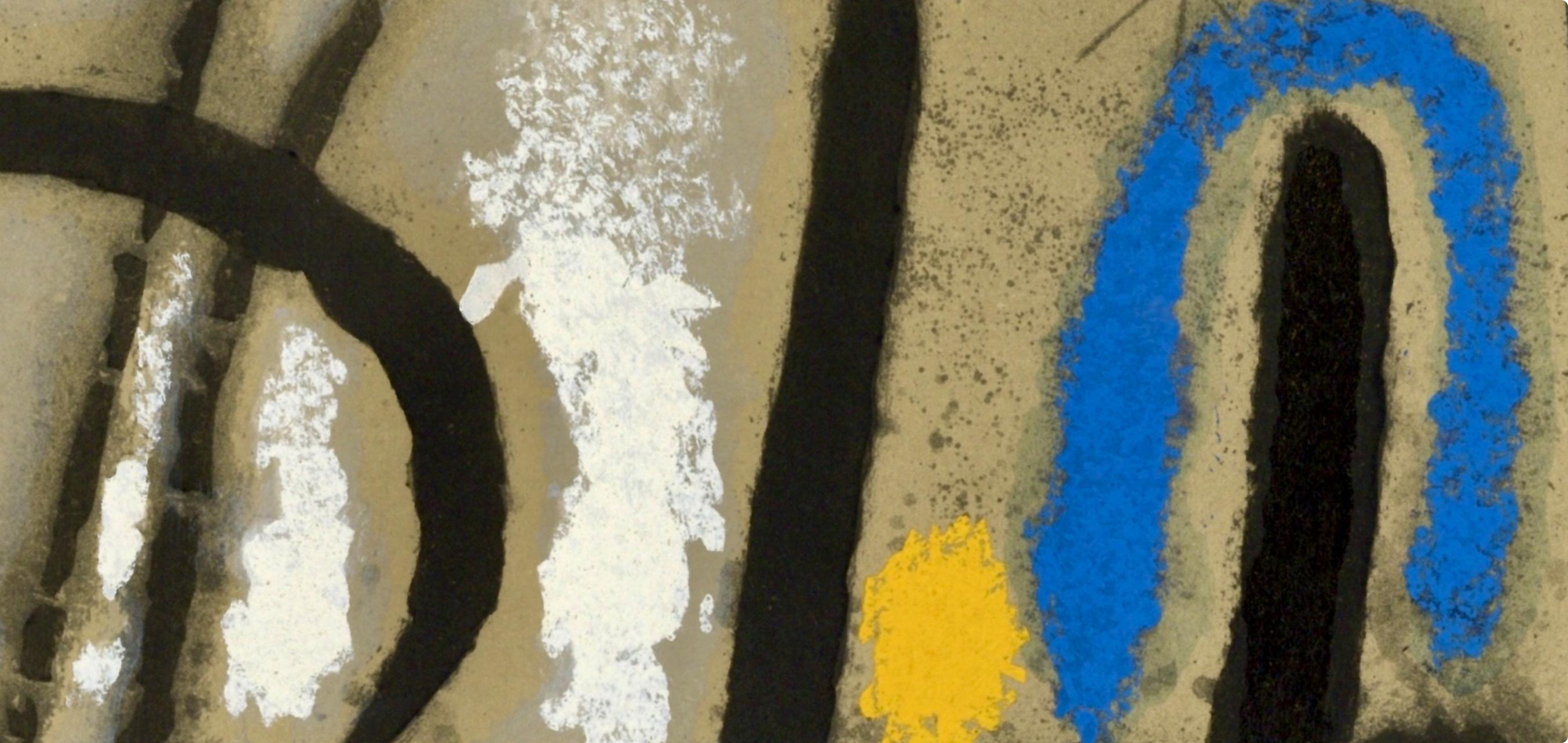 Miró, Composition (Cramer 103 ; Mourlot 382-383), Miró Cartones 1956-1965 (après) - Noir Abstract Print par Joan Miró