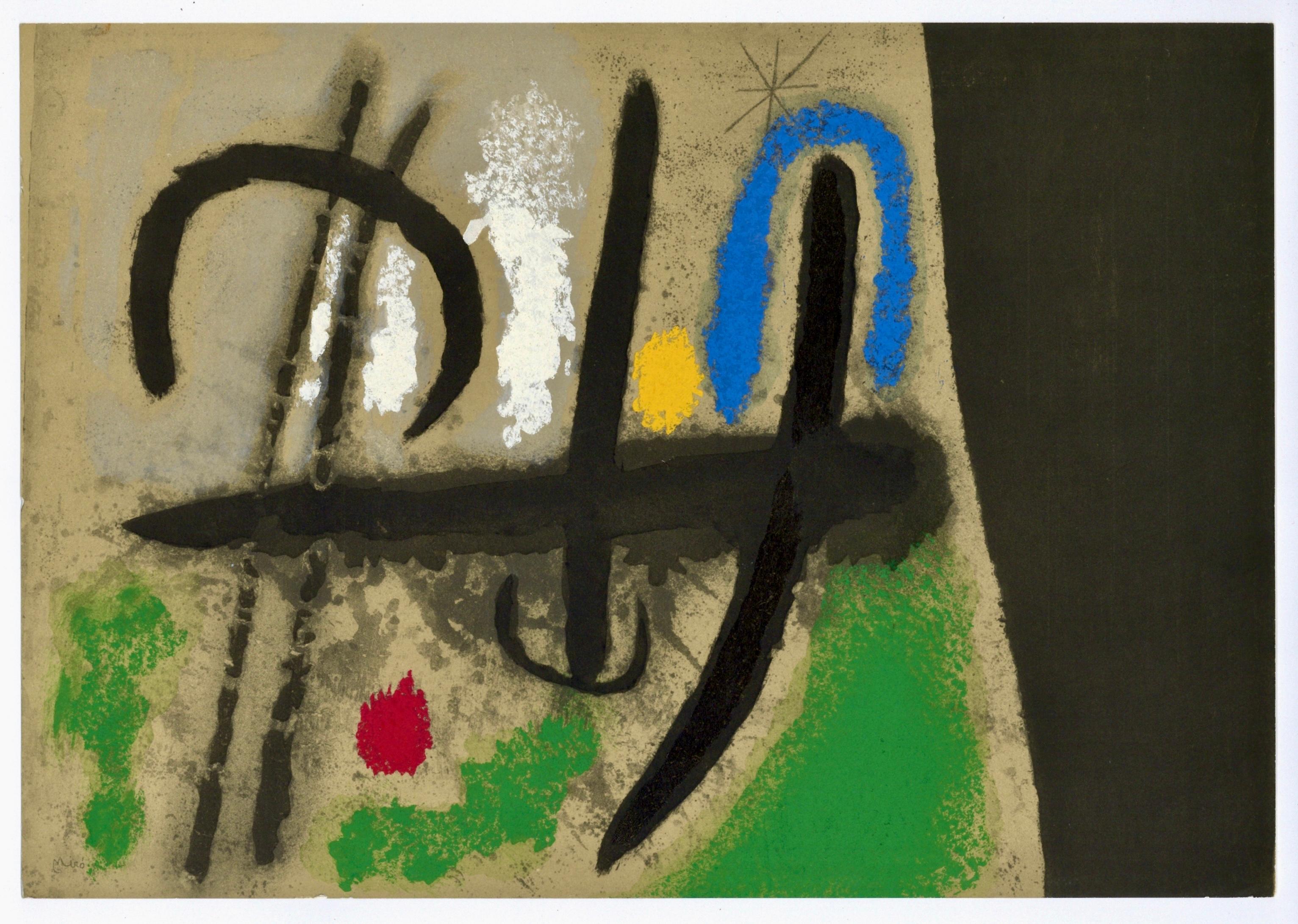 Miró, Composition (Cramer 103 ; Mourlot 382-383), Miró Cartones 1956-1965 (après) en vente 1