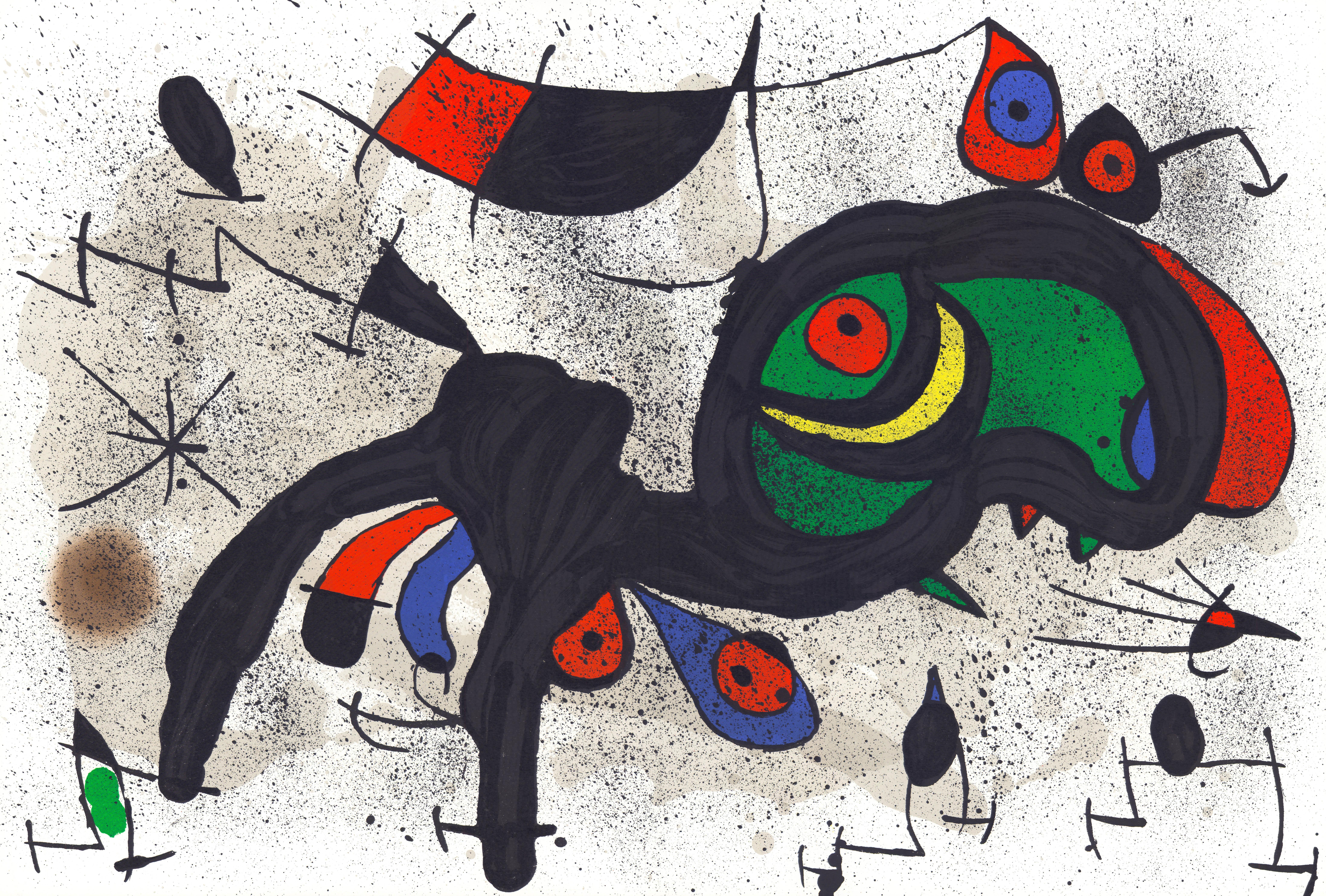 Figurative Print Joan Miró - Miró, Composition (Cramer 145 ; Mourlot, 738-740), Derrière le miroir (d'après)
