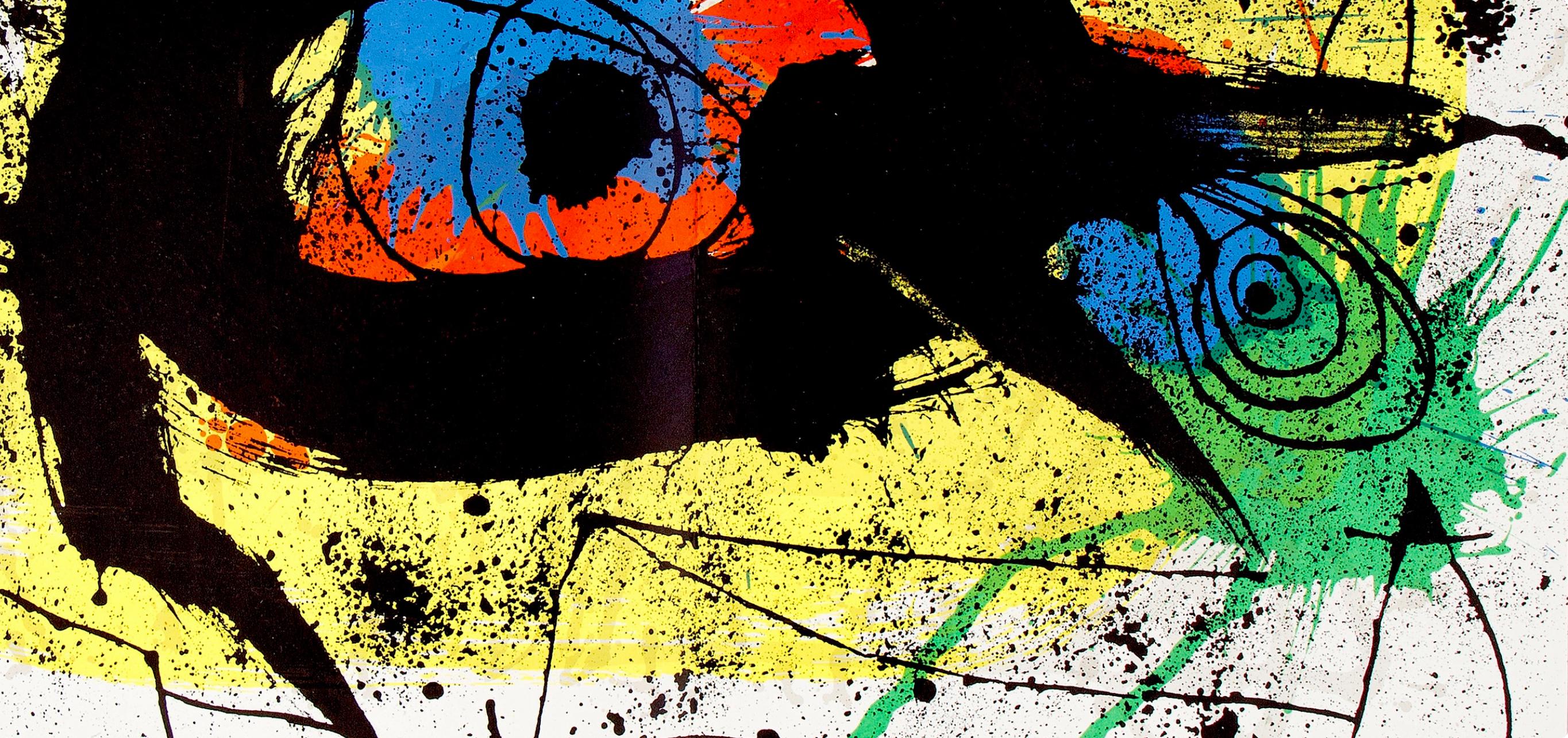 Miró, Composition (Cramer 239; Mourlot 890), Derrière le Miroir (after) - Yellow Abstract Print by Joan Miró
