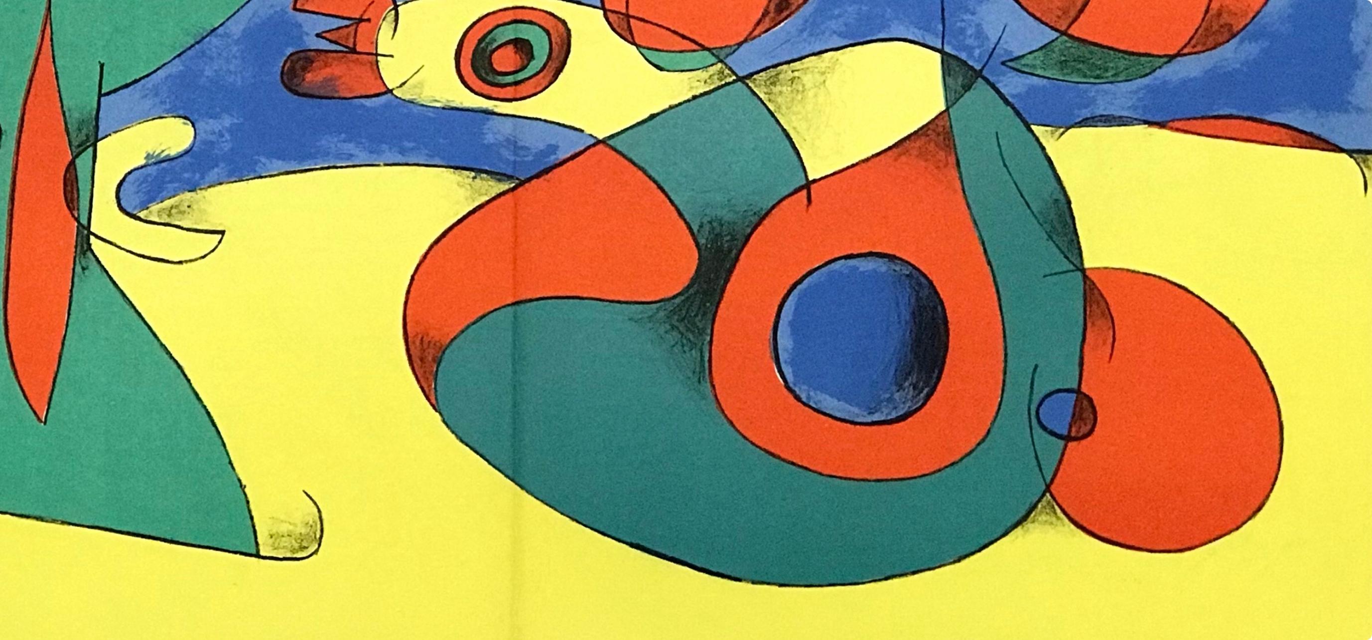 Miró, Composition (Cramer 34; Mourlot 227), Derrière le miroir (after) - Yellow Abstract Print by Joan Miró