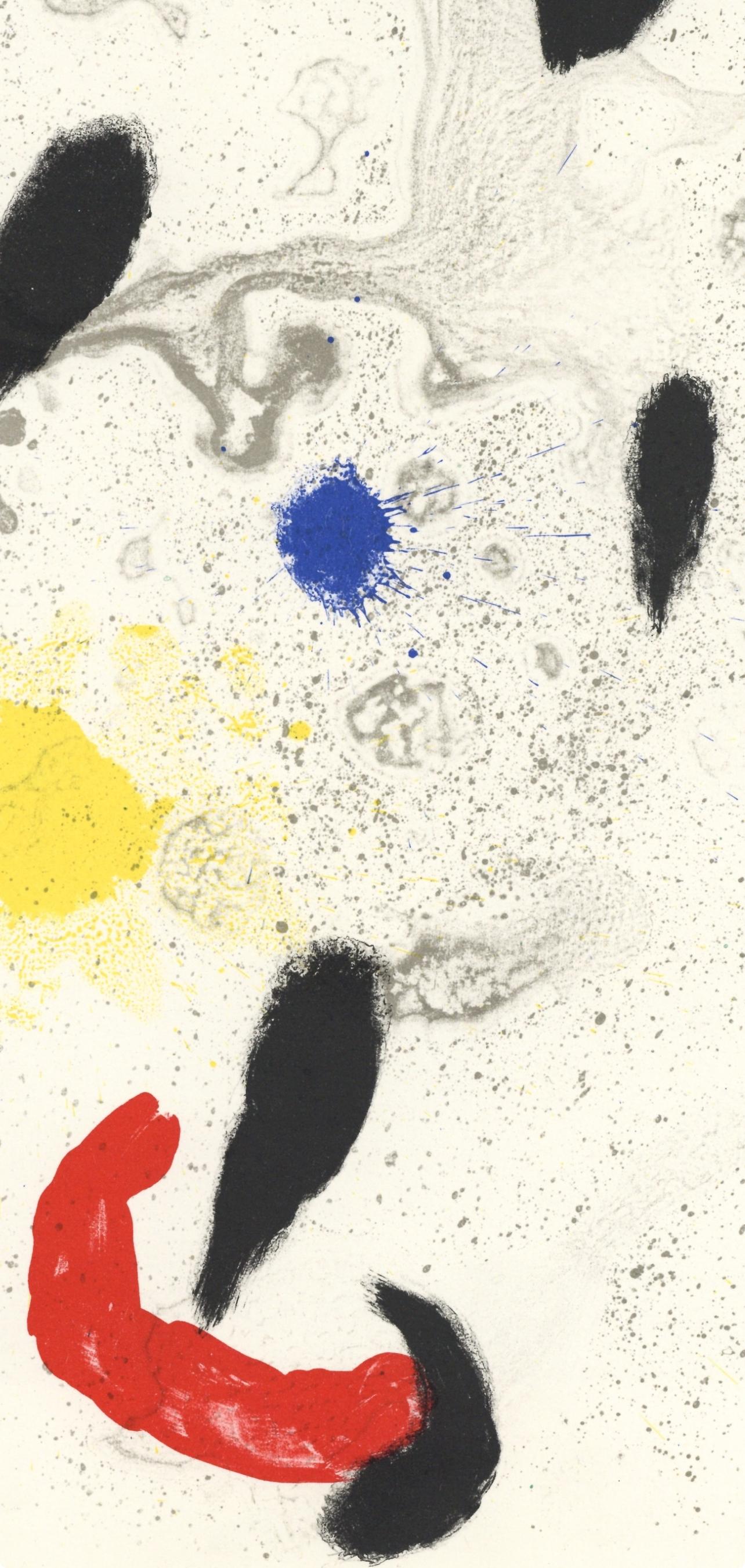 Miró, Composition (Cramer 83 ; Mourlot 343), Derrière le miroir (d'après) - Blanc Figurative Print par Joan Miró