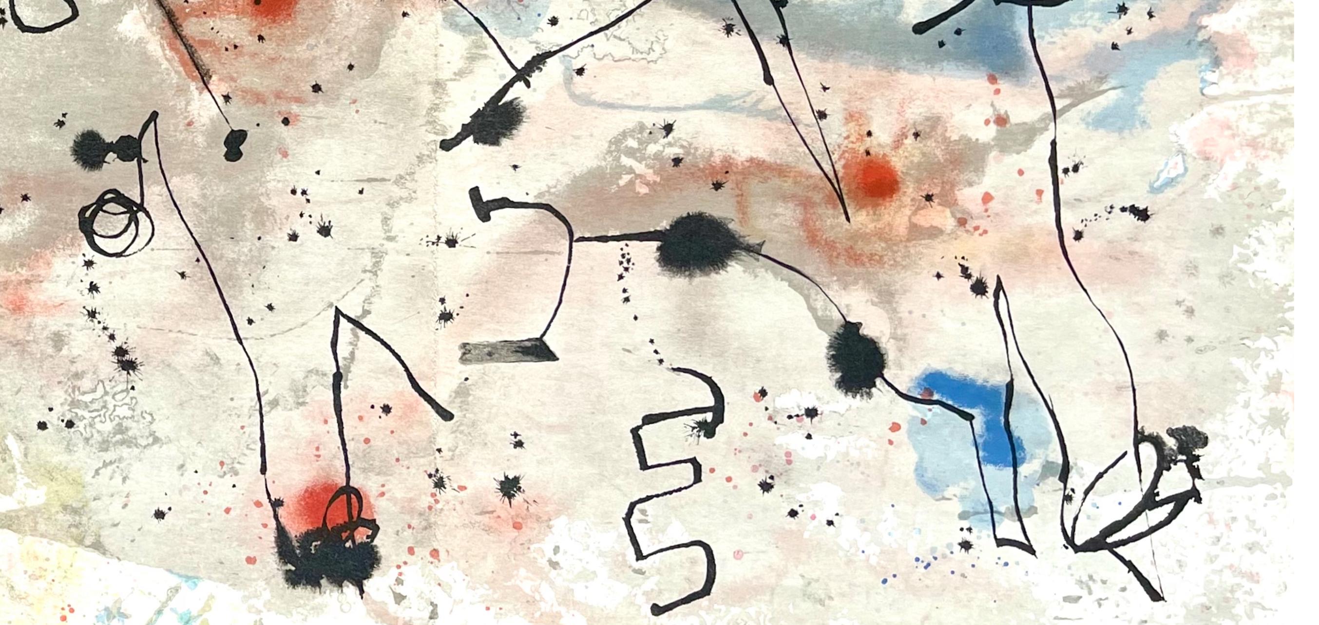 Miró, Composition, Derrière le miroir (d'après) - Surréalisme Print par Joan Miró