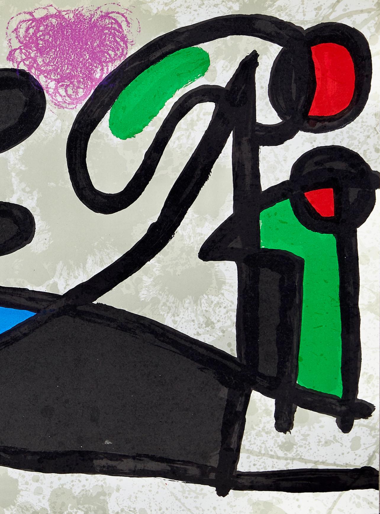 Miró, Composition, Derrière le miroir (d'après) - Surréalisme Print par Joan Miró