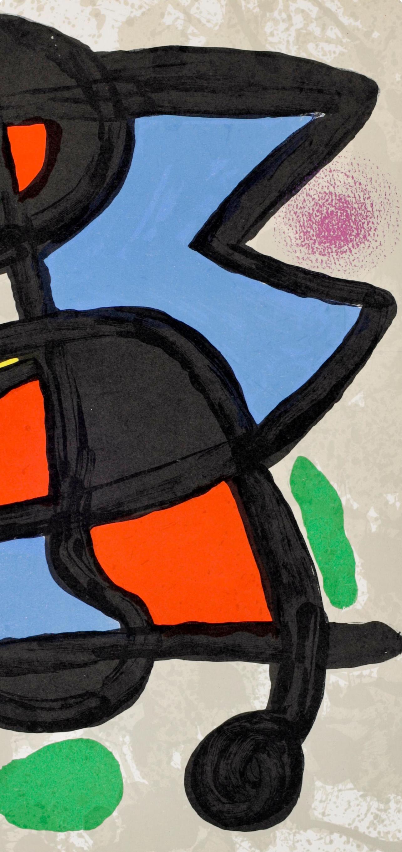 Miró, Composition, Derrière le miroir (d'après) - Surréalisme Print par Joan Miró