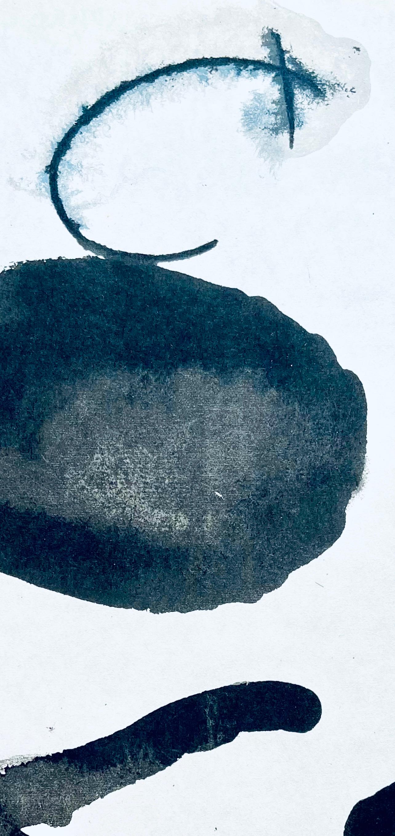 Miró, Composition, Derrière le miroir (after) - Gray Figurative Print by Joan Miró