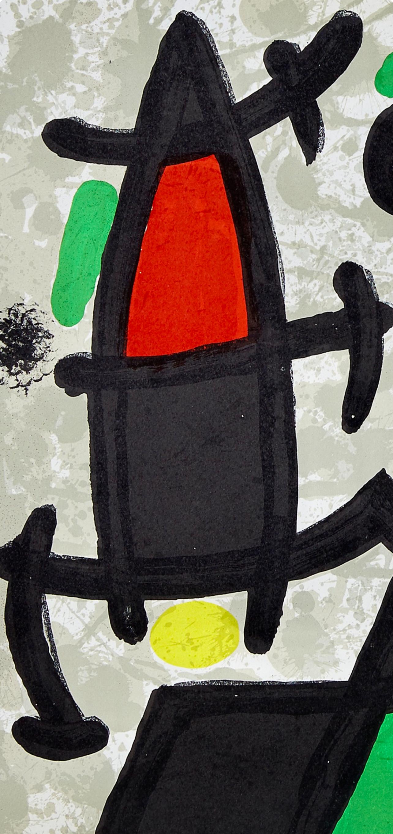 Miró, Composition, Derrière le miroir (after) - Beige Figurative Print by Joan Miró