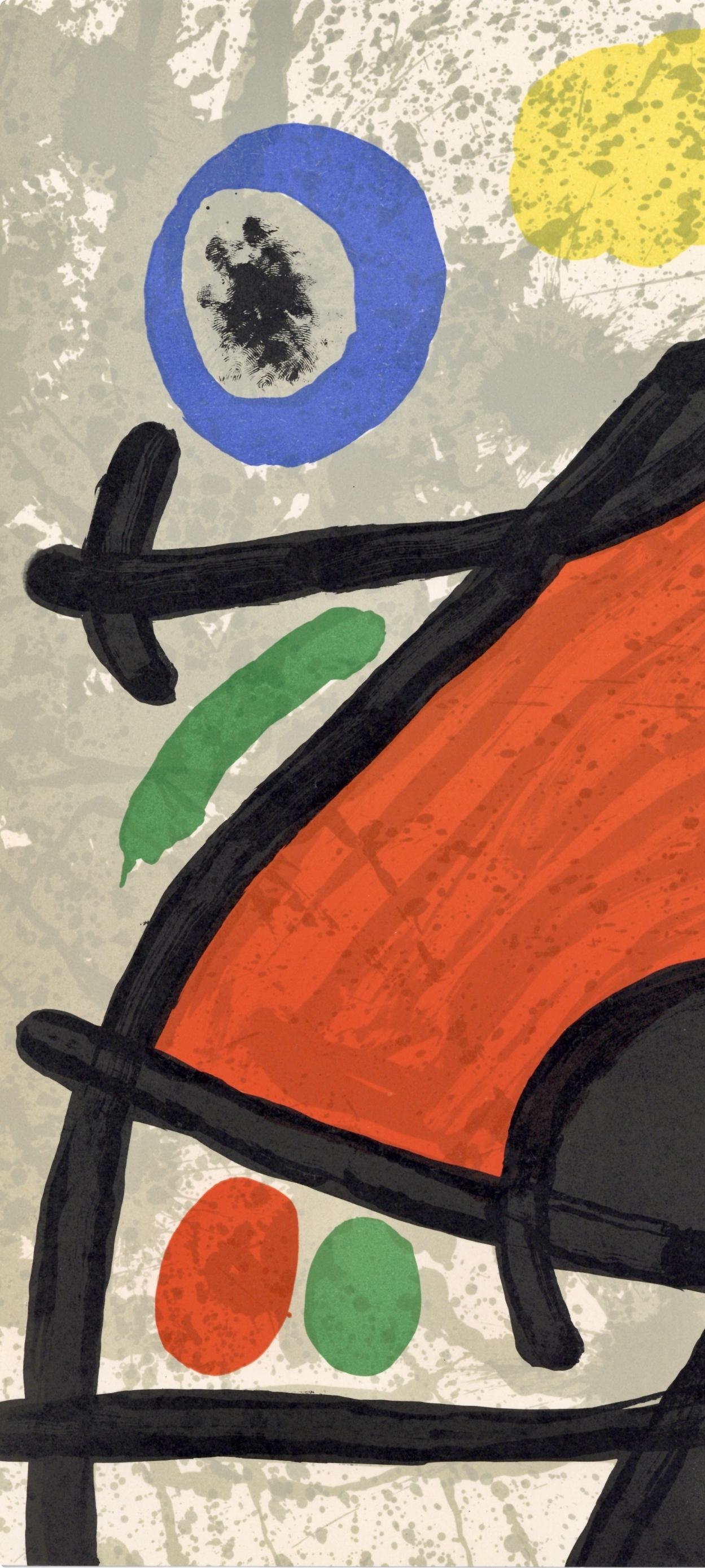 Miró, Composition, Derrière le miroir (d'après) - Beige Abstract Print par Joan Miró