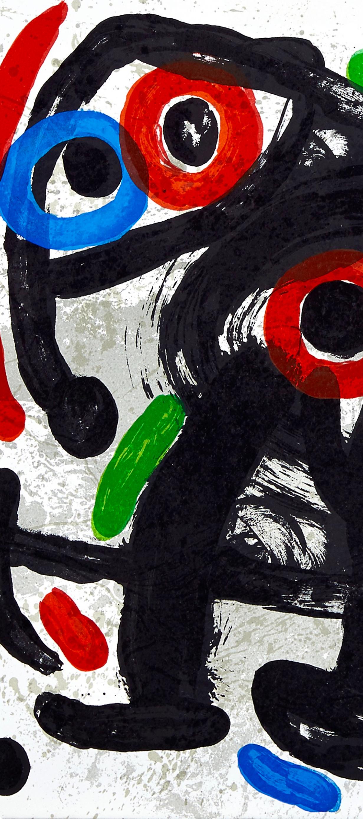 Miró, Composition, Derrière le miroir (after) - Black Abstract Print by Joan Miró