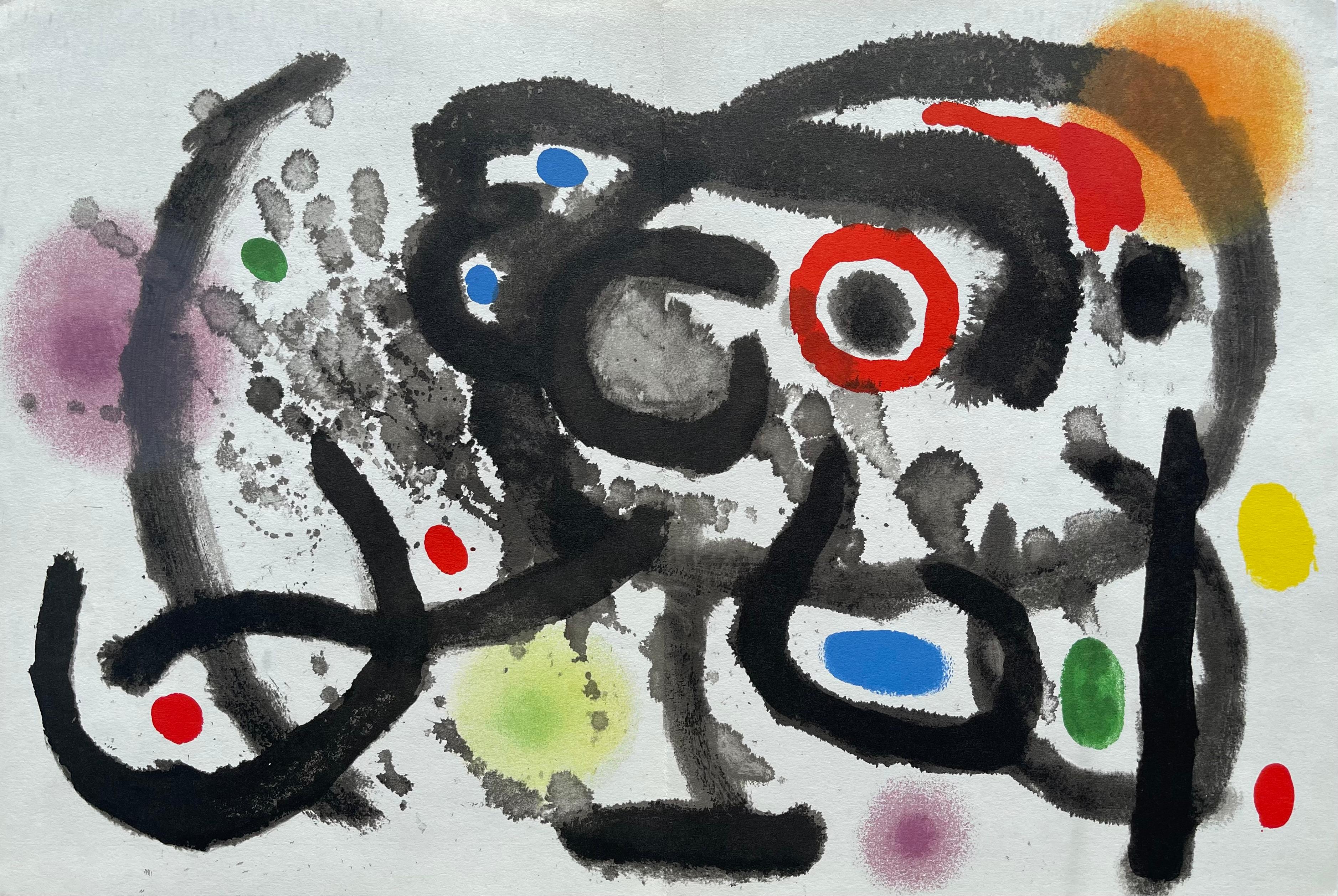 Figurative Print Joan Miró - Miró, Composition, Derrière le miroir (d'après)