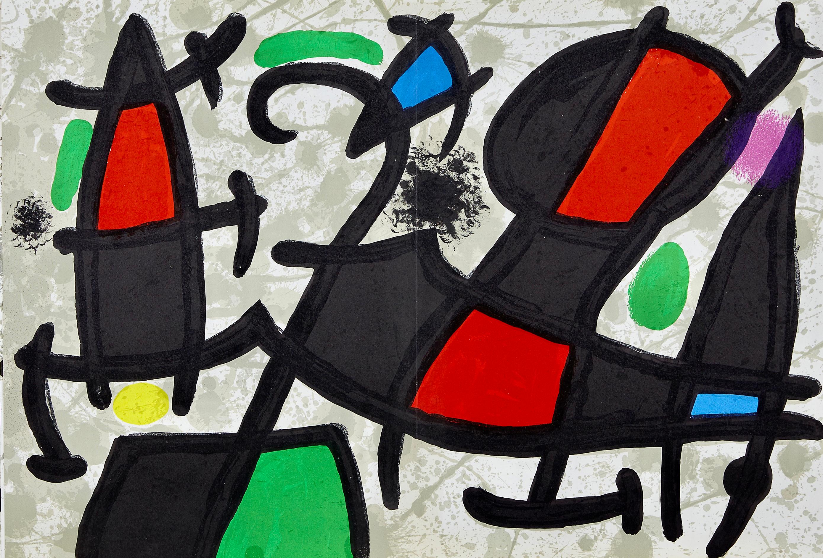 Joan Miró Figurative Print - Miró, Composition, Derrière le miroir (after)