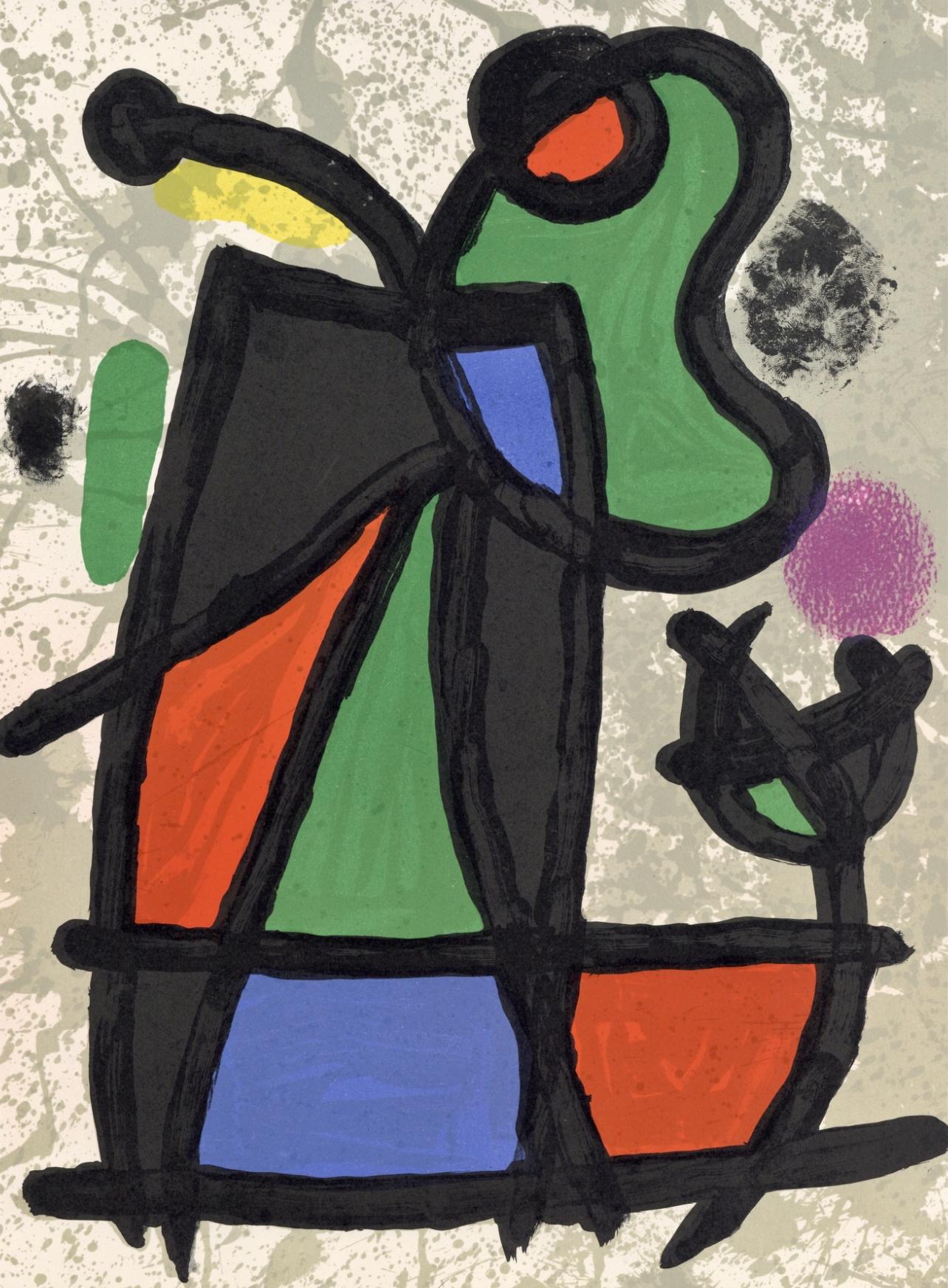 Joan Miró Figurative Print - Miró, Composition, Derrière le miroir (after)