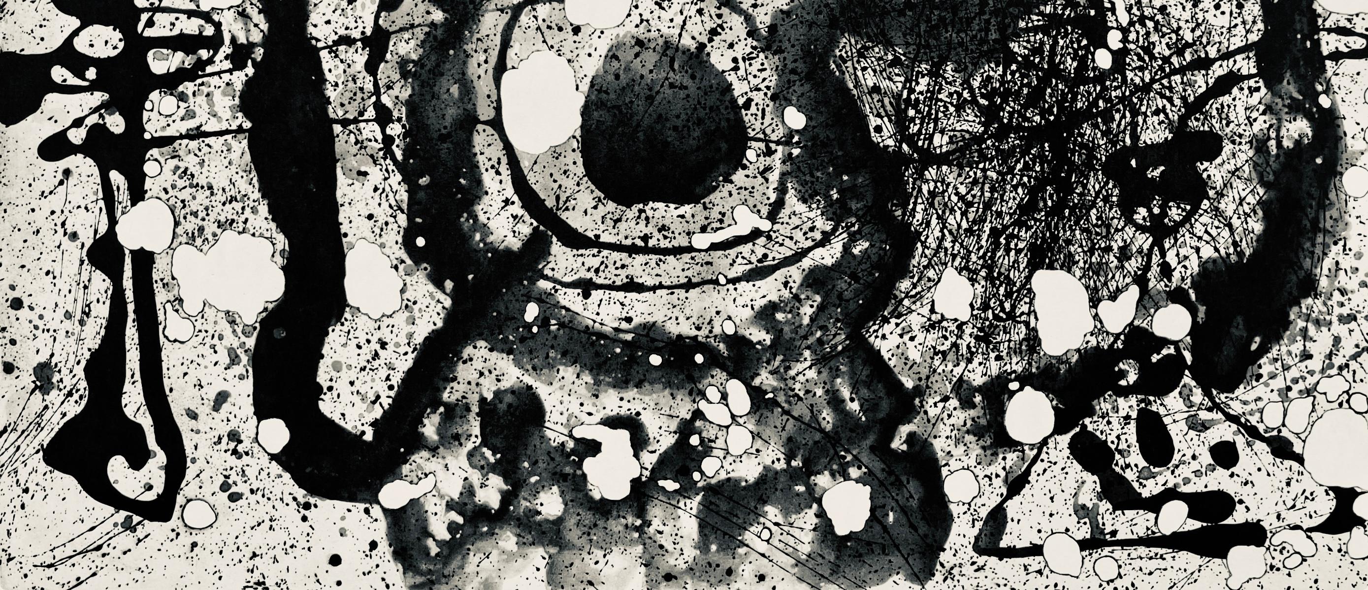 Miró, Komposition (Dupin 279), Derrière le miroir (nach) (Grau), Abstract Print, von Joan Miró