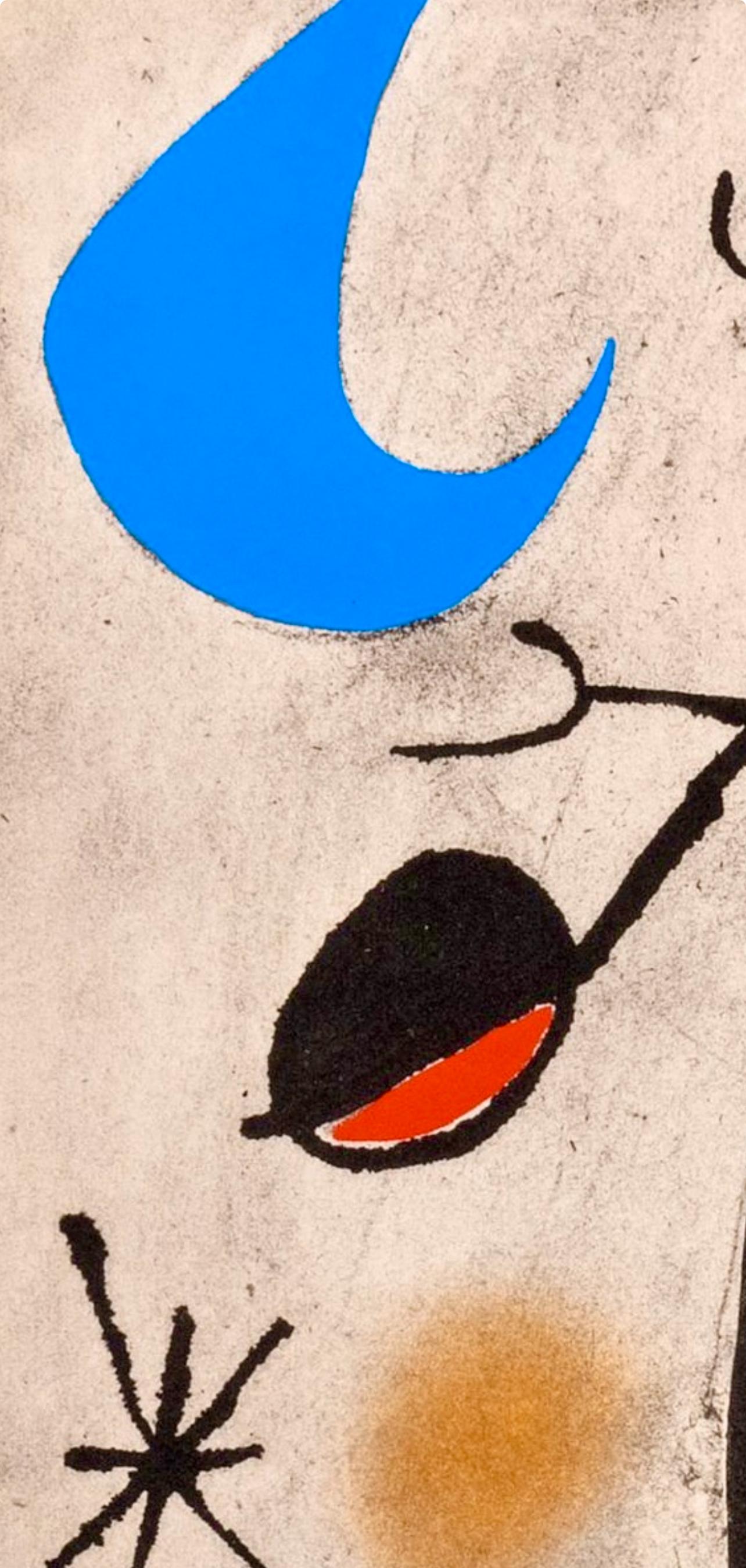 Lithograph and stencil on vélin d'Arches paper. Inscription: Unsigned and unnumbered, as issued. Good condition. Notes: From the volume, Miró, Oiseau Solaire, Oiseau Lunaire, Étincelles, 1967. Published by Pierre Matisse Gallery, New York; printed