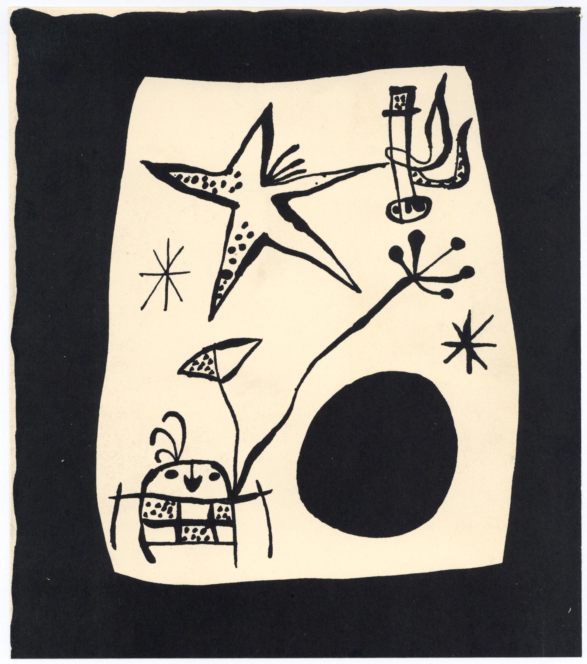 Miro, Composition (Mourlot 230 ; Cramer 39), après - Blanc Figurative Print par Joan Miró